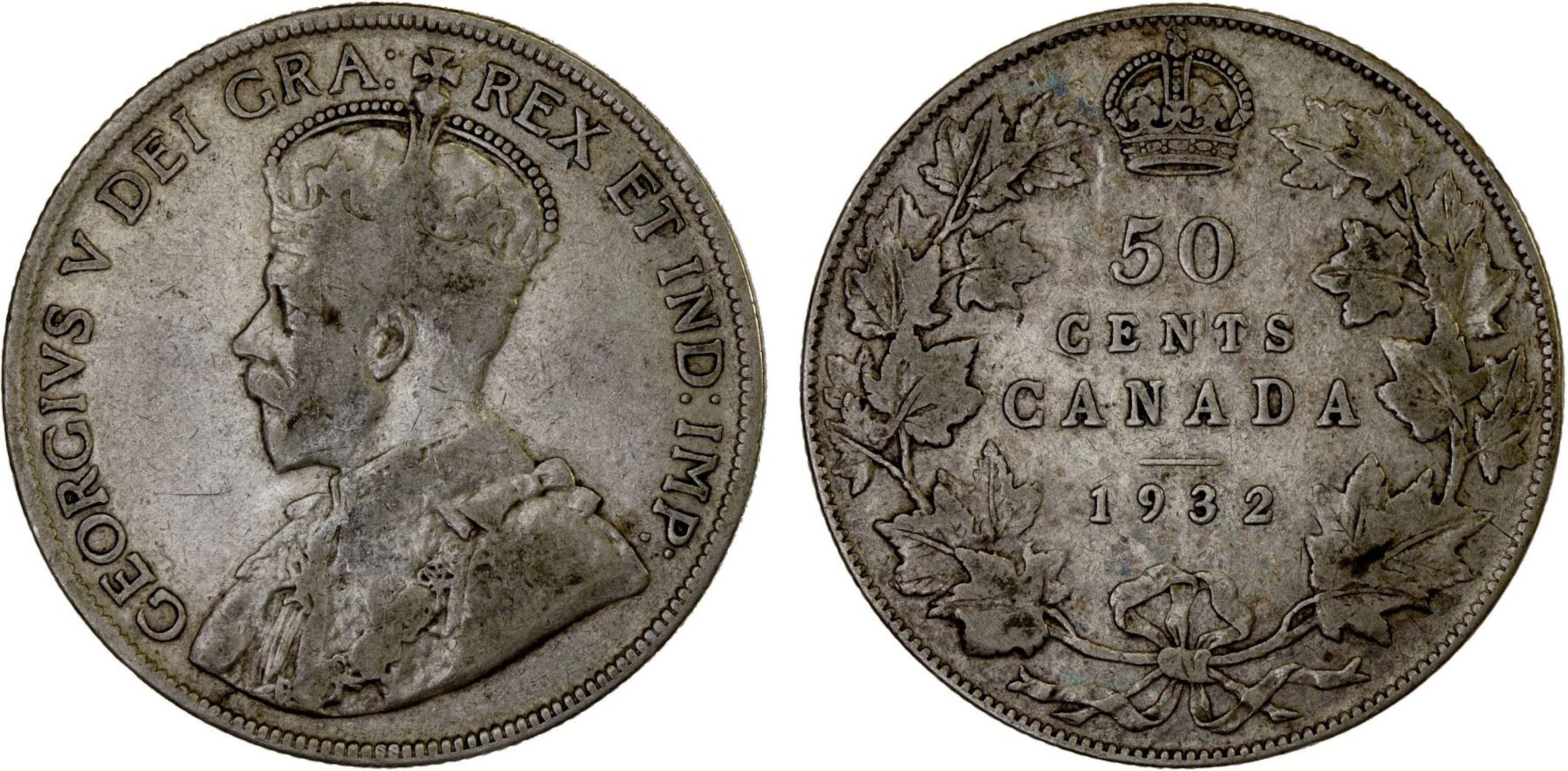 CANADA: George V, 1910-1936, AR 50 cents, 1932, VG