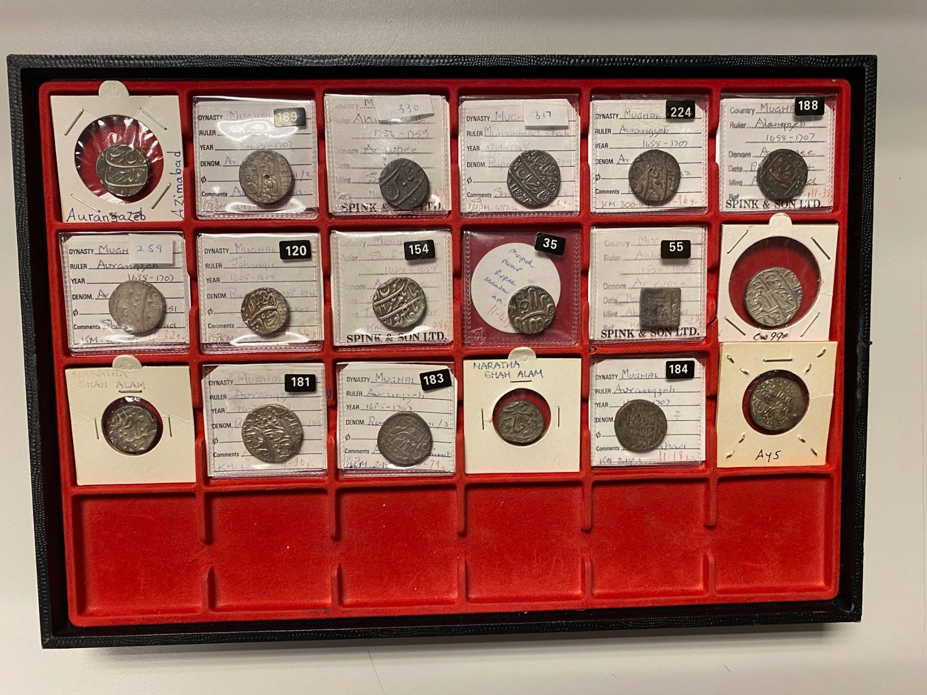 INDIA: MUGHAL: LOT of 18 silver rupees