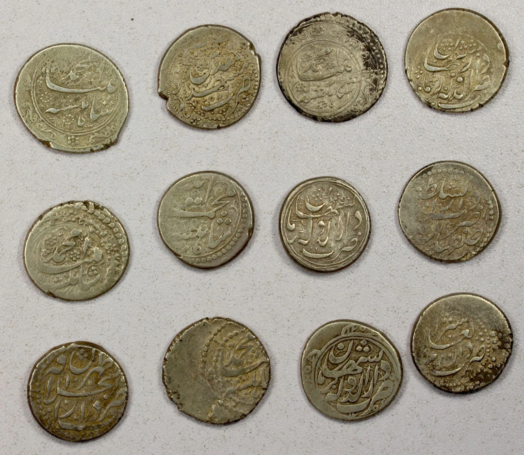 IRAN: QAJAR: Muhammad Shah, 1837-1848, LOT of 12 silver qirans