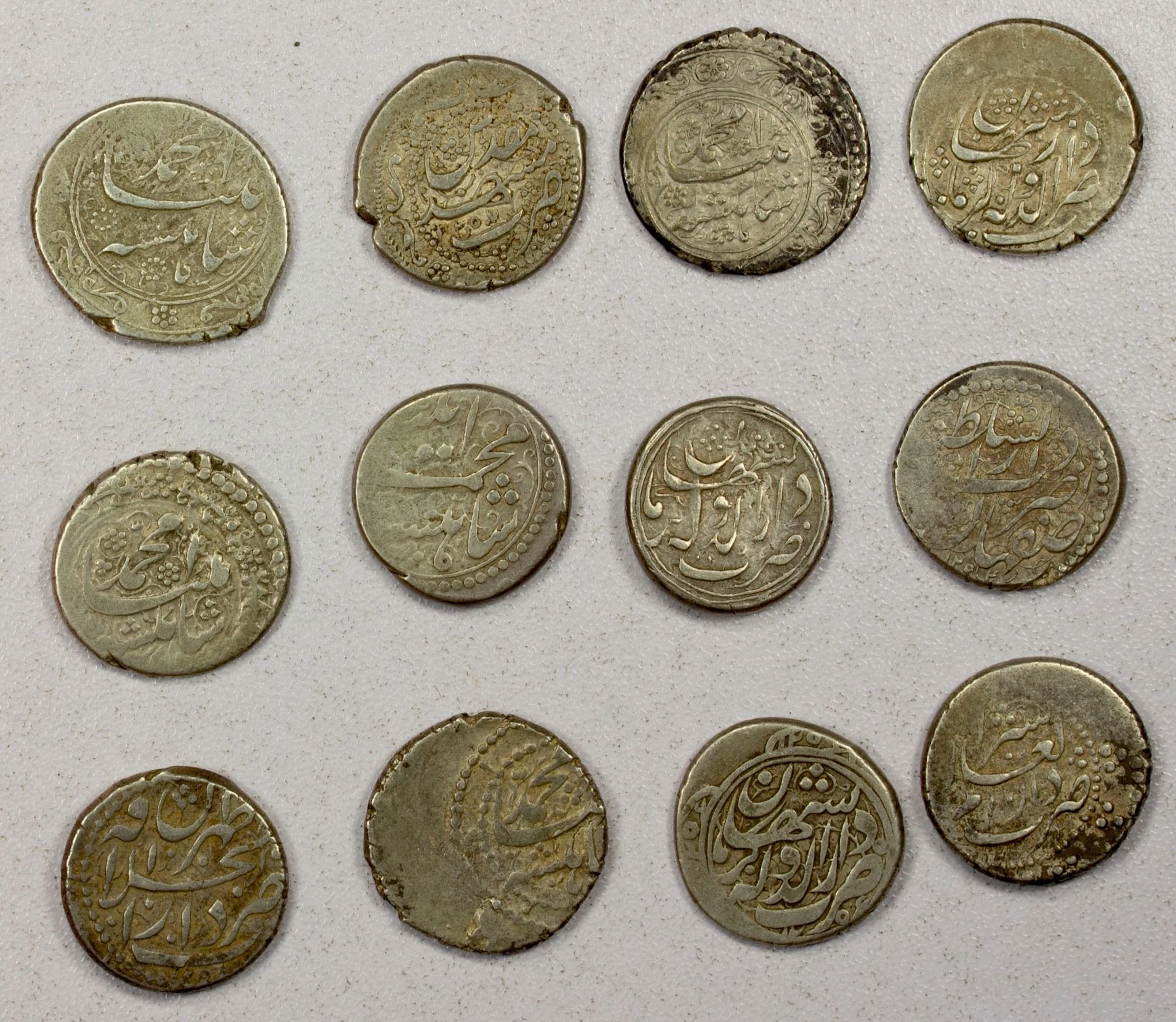 IRAN: QAJAR: Muhammad Shah, 1837-1848, LOT of 12 silver qirans
