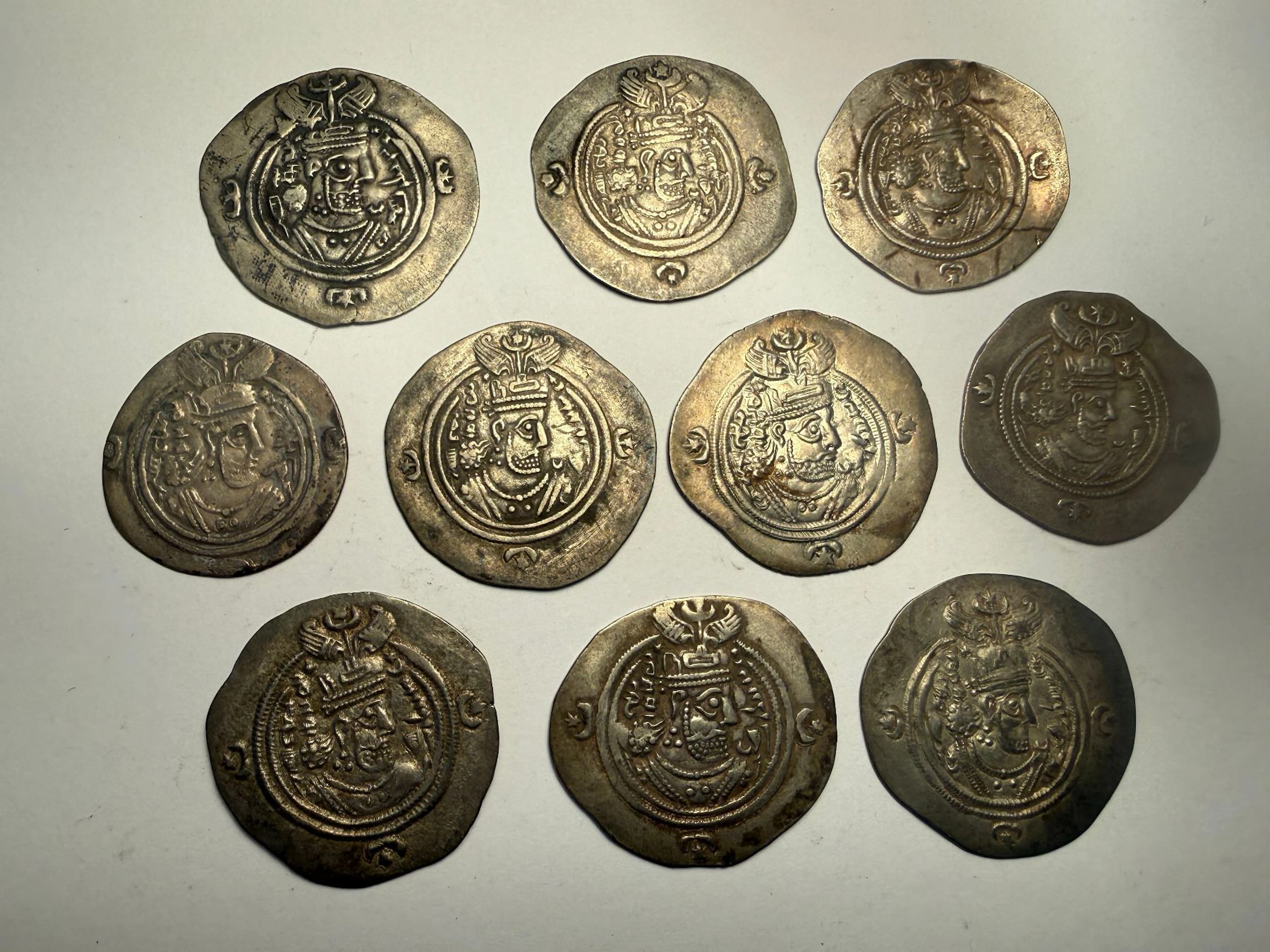 ANCIENT PERSIA: SASANIAN KINGDOM: LOT of 10 AR drachms