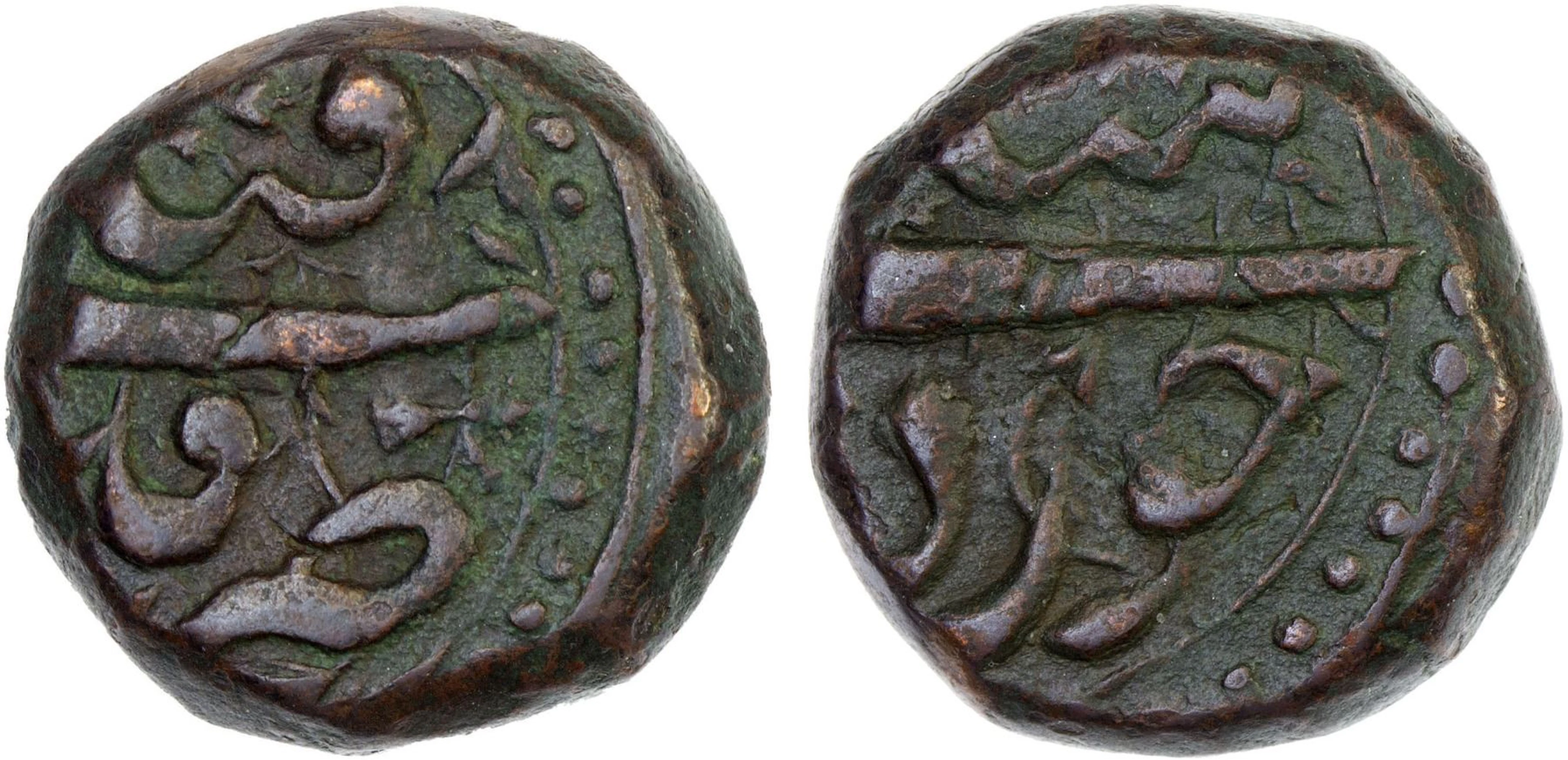 MUGHAL: Akbar I, 1556-1605, AE 1/2 dam (10.70g), Qandahar, DM, strong VF