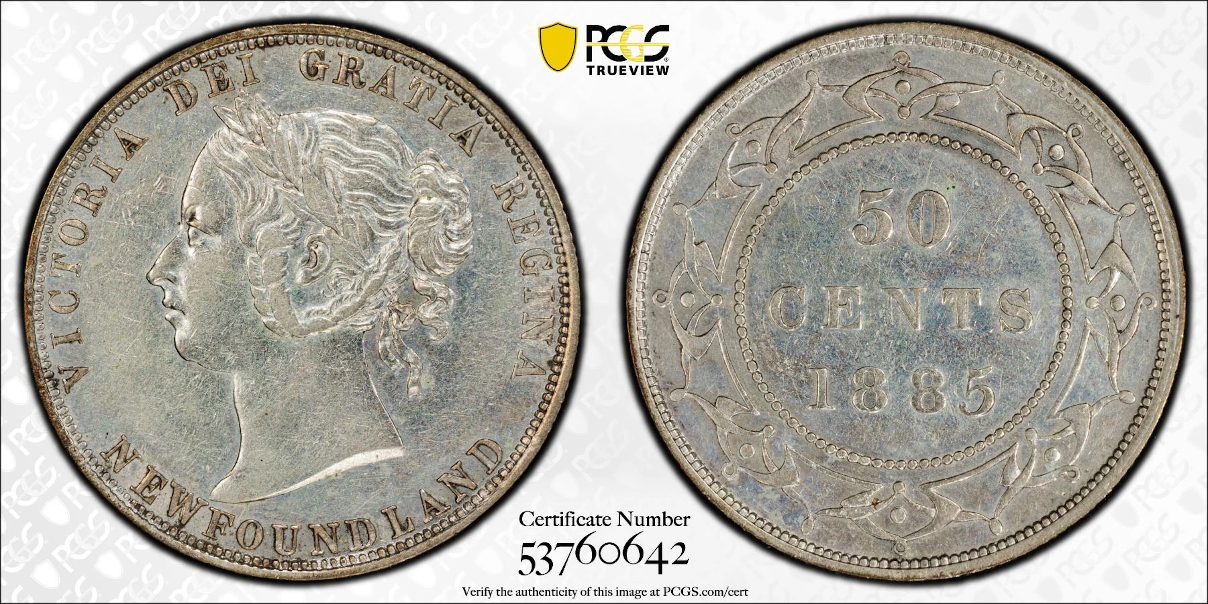CANADA: NEWFOUNDLAND: Victoria, 1837-1901, AR 50 cents, 1885, PCGS XF details