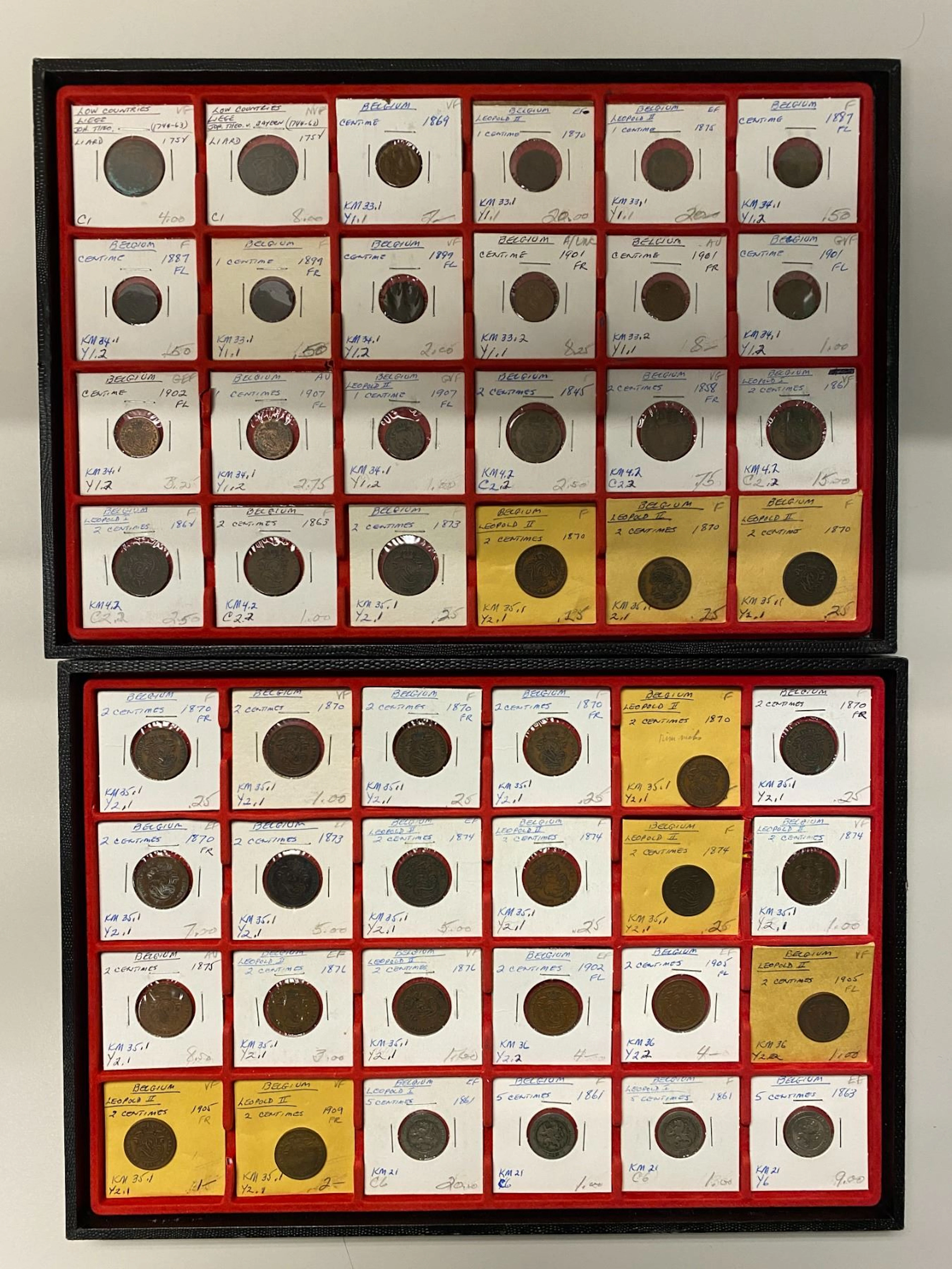 BELGIUM: LOT of 164 coins