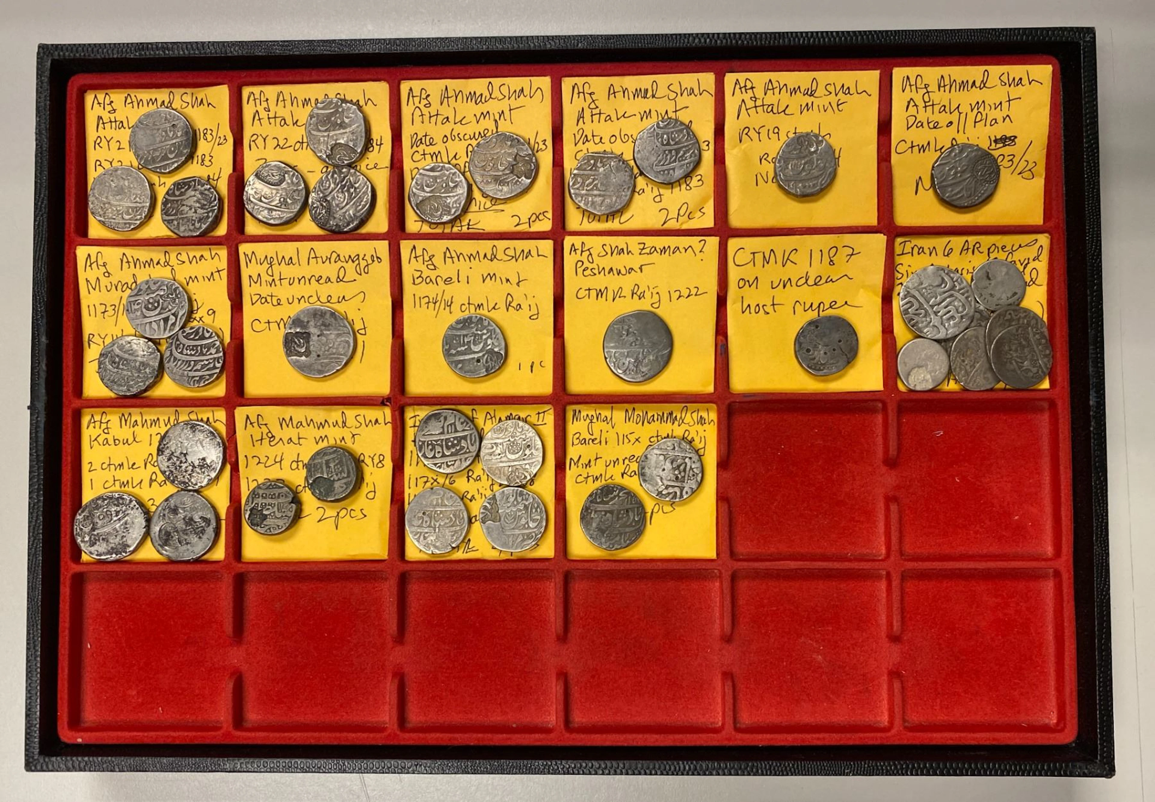 AFGHANISTAN: DURRANI: LOT of 39 countermarked silver coins
