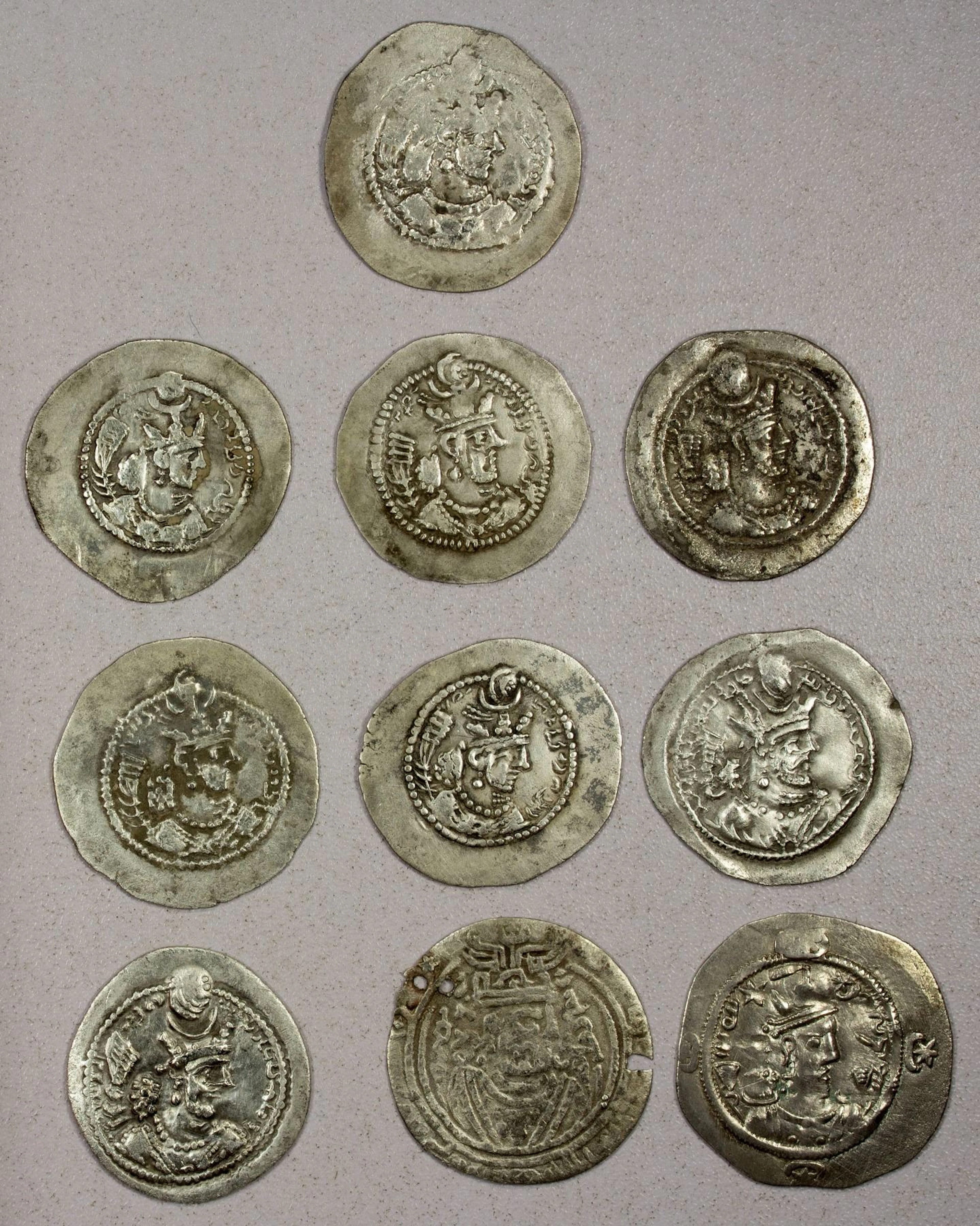 ANCIENT PERSIA: SASANIAN KINGDOM: LOT of 10 silver dirhams