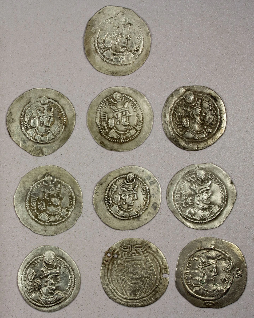 ANCIENT PERSIA: SASANIAN KINGDOM: LOT of 10 silver dirhams
