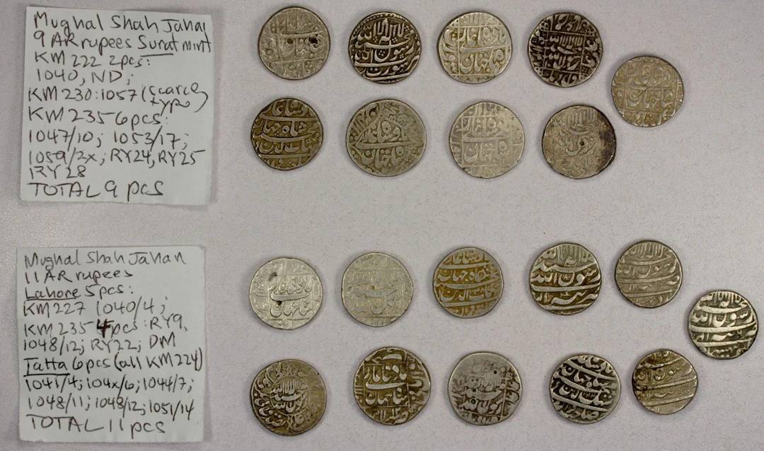 INDIA: MUGHAL: Shah Jahan I, 1628-1658, LOT of 20 silver rupees