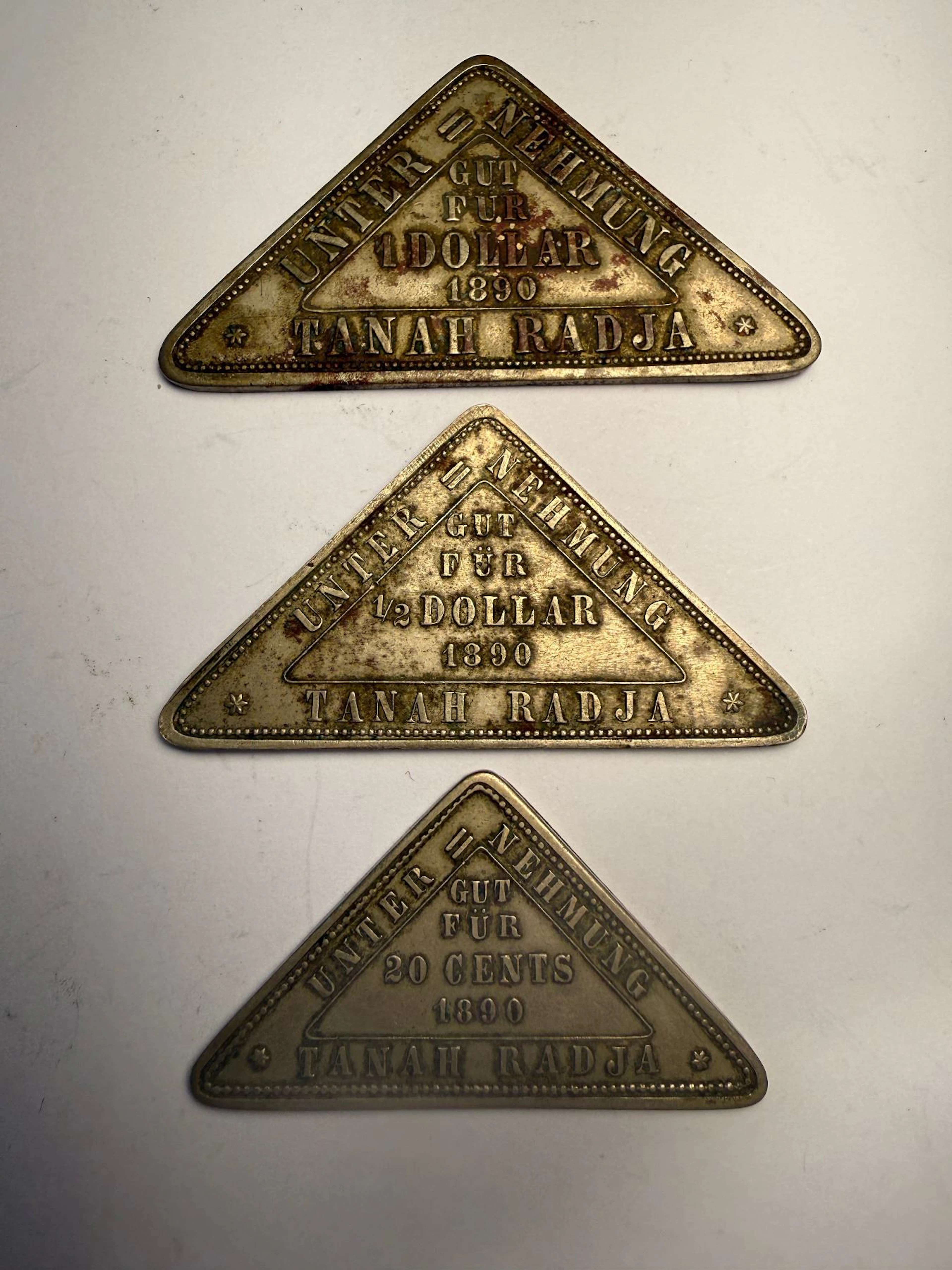 NETHERLANDS EAST INDIES: Plantation Tokens, LOT of 3 tokens