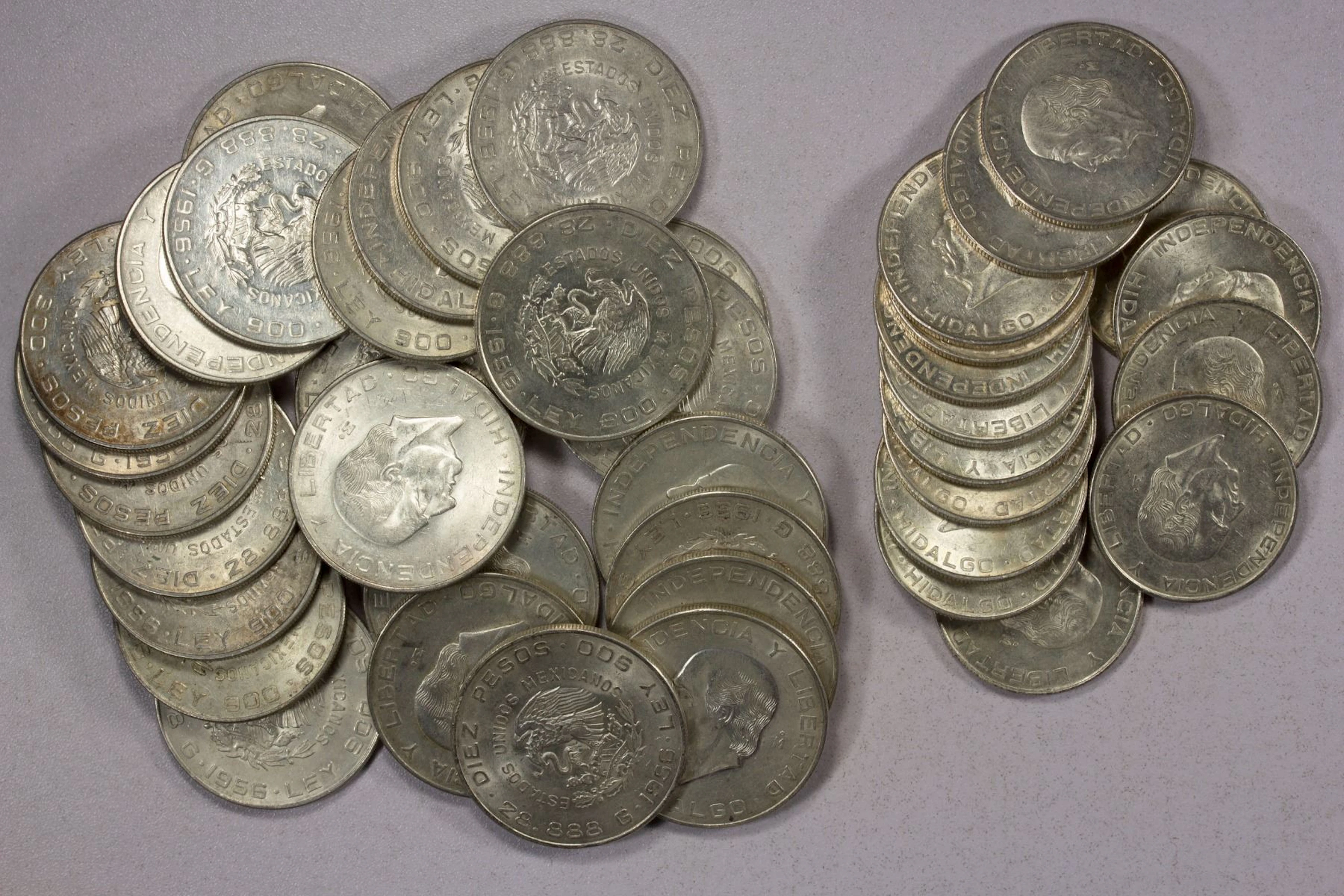 MEXICO: LOT of 32 silver coins