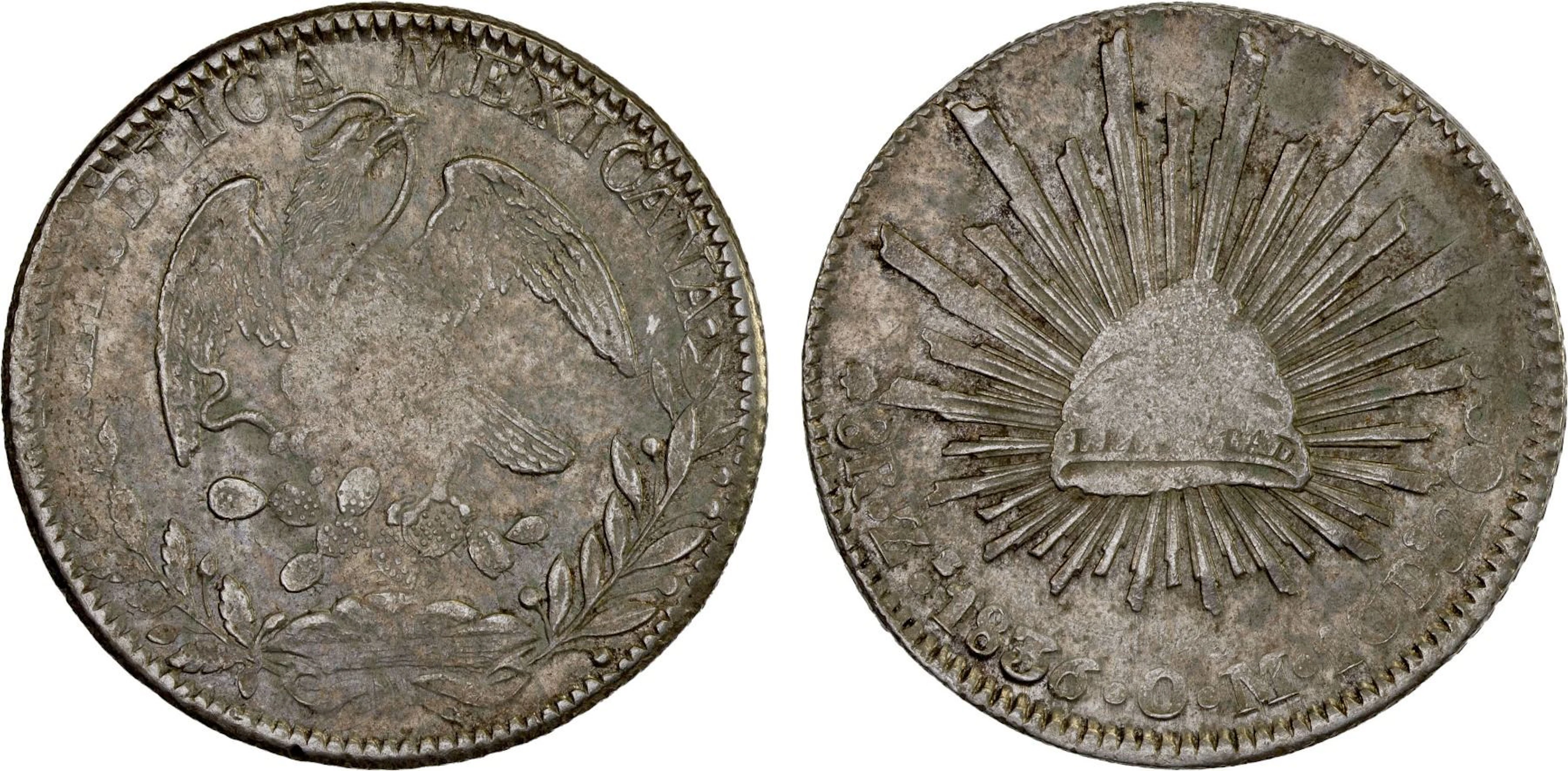MEXICO: Republic, AR 8 reales (27.89g), 1836-Zs, XF
