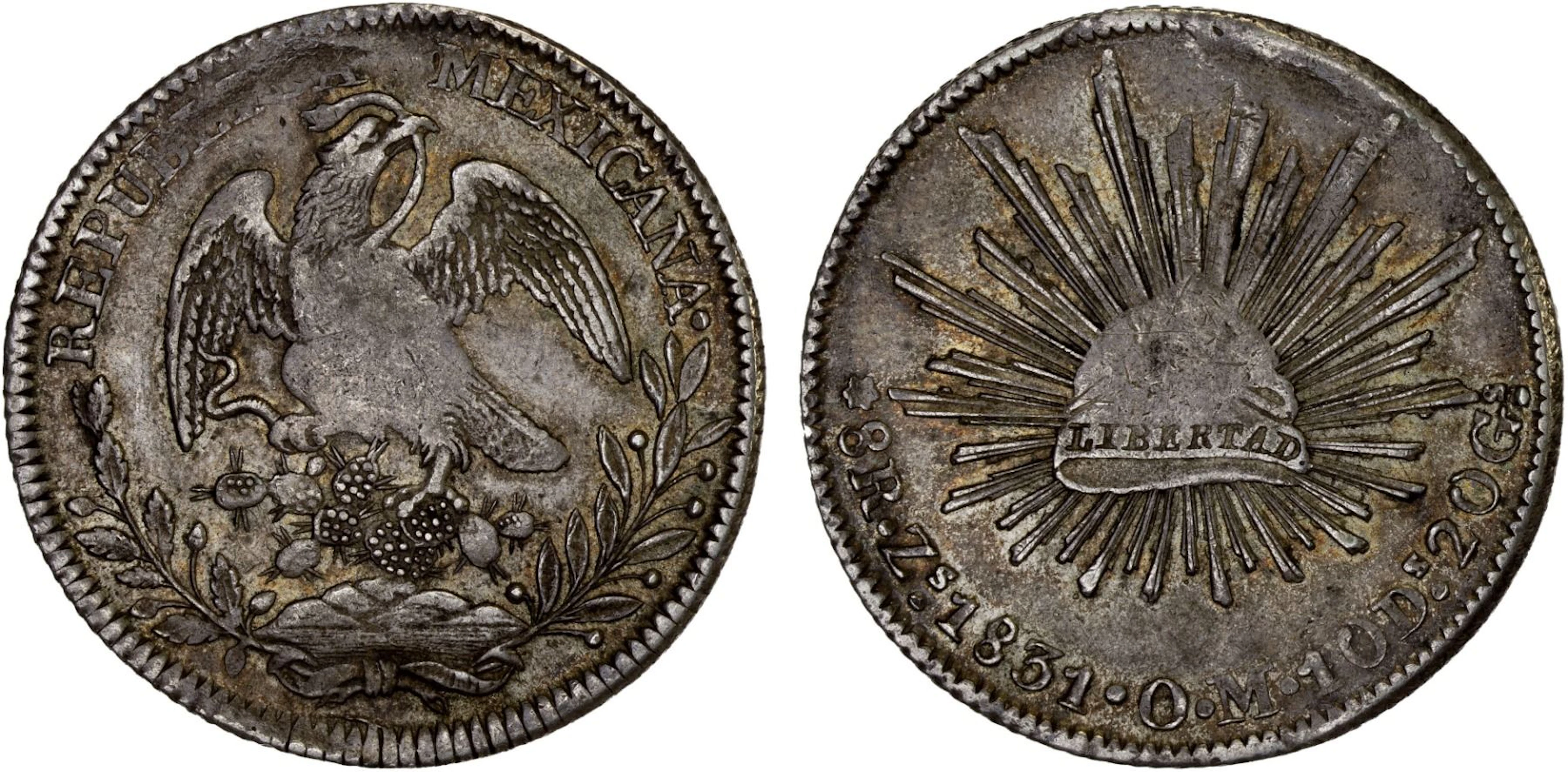 MEXICO: Republic, AR 8 reales (23.97g), 1831-Zs, XF