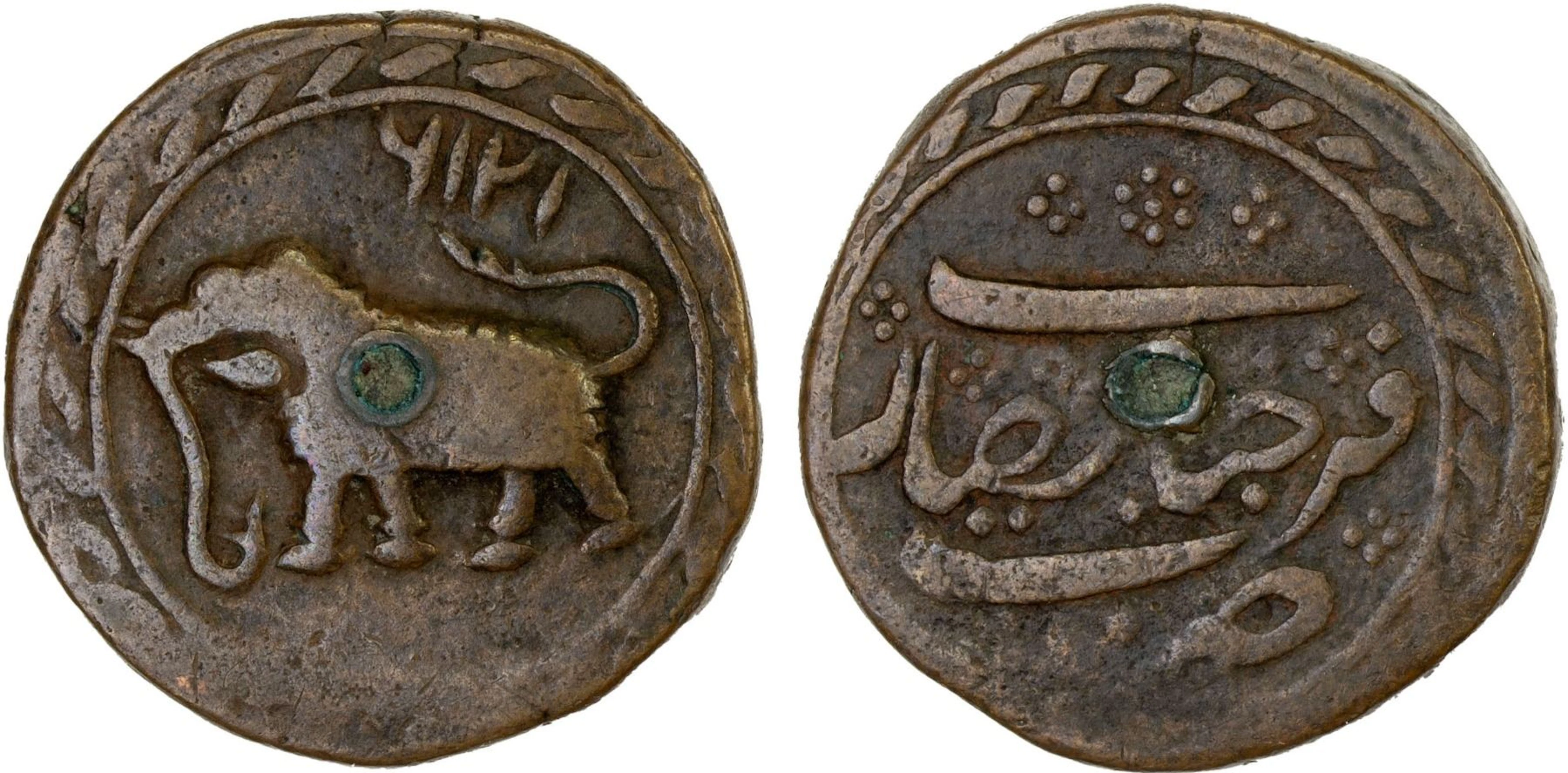 MYSORE: Tipu Sultan, 1782-1799, AE paisa (zohra), (11.14g), Farrukhyab-Hisar
