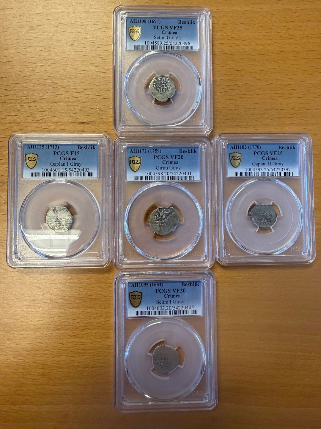 EARLY ISLAMIC: GIRAY KHANS: LOT of 5 AR beshliks