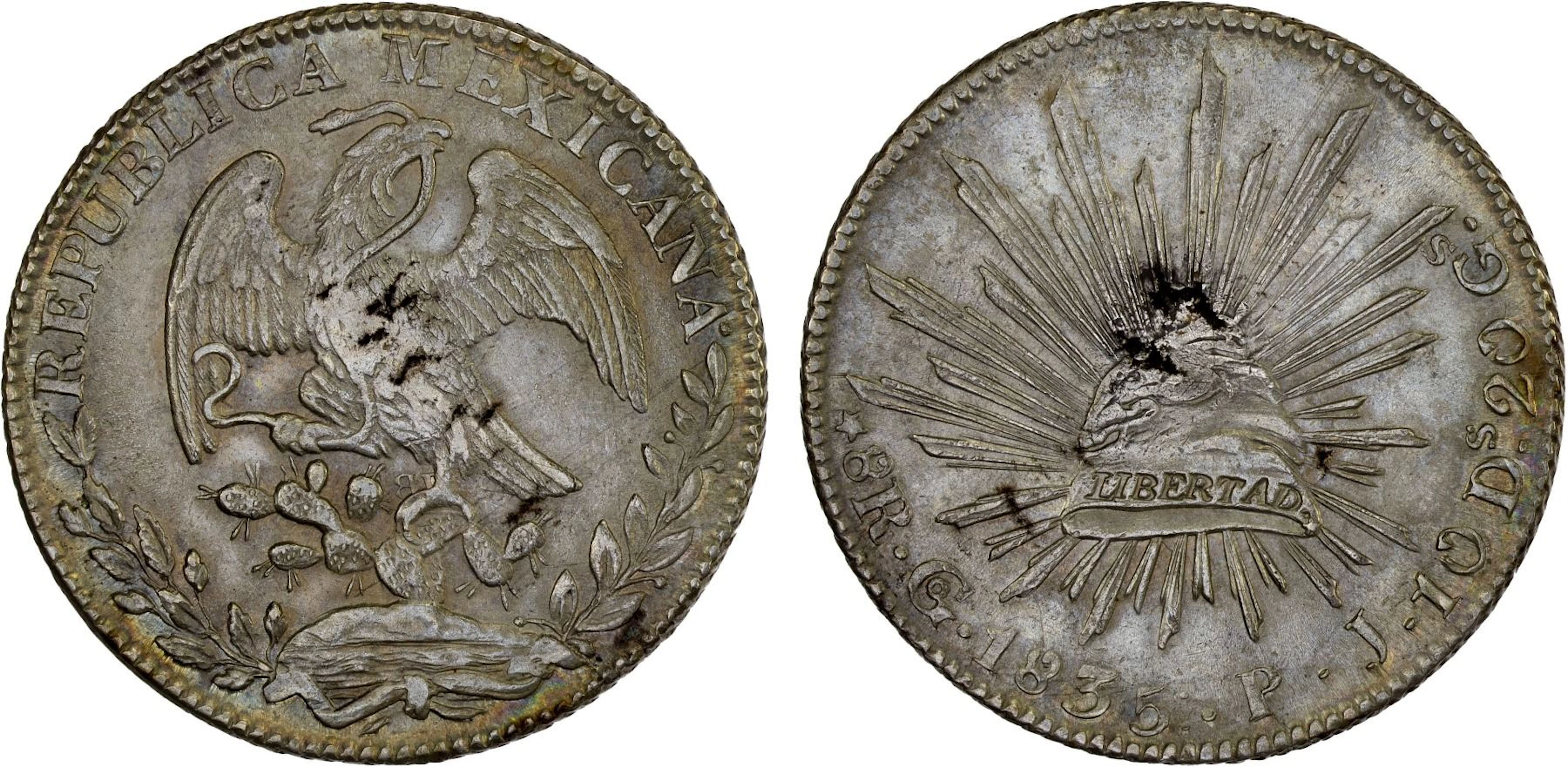 MEXICO: Republic, AR 8 reales (26.51g), 1835-Go, AU