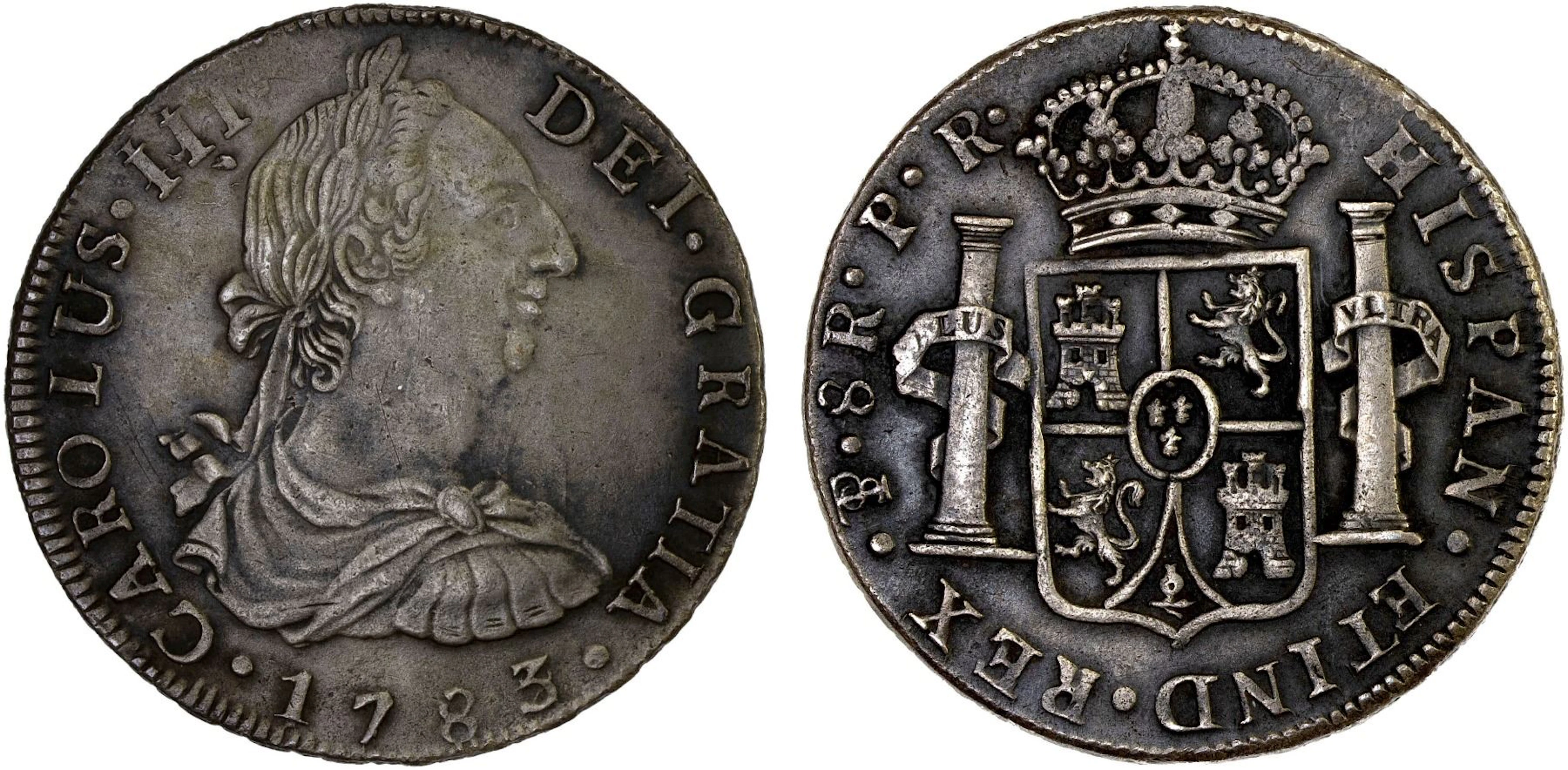 BOLIVIA: Carlos III, 1759-1788, AR 8 reales, 1783/2-PTS, XF-AU