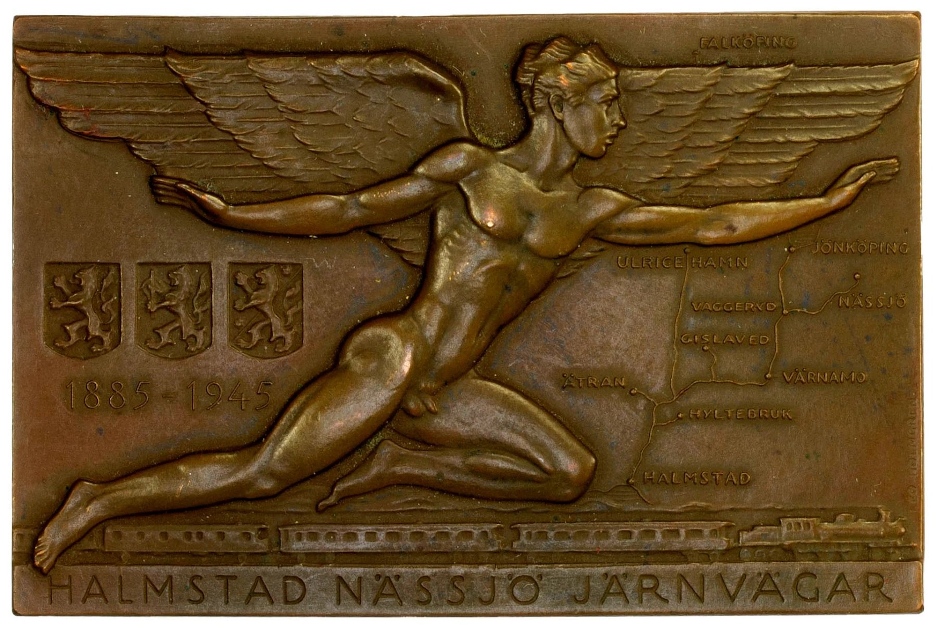 SWEDEN: AE plaque (95.27g), 1945, Unc