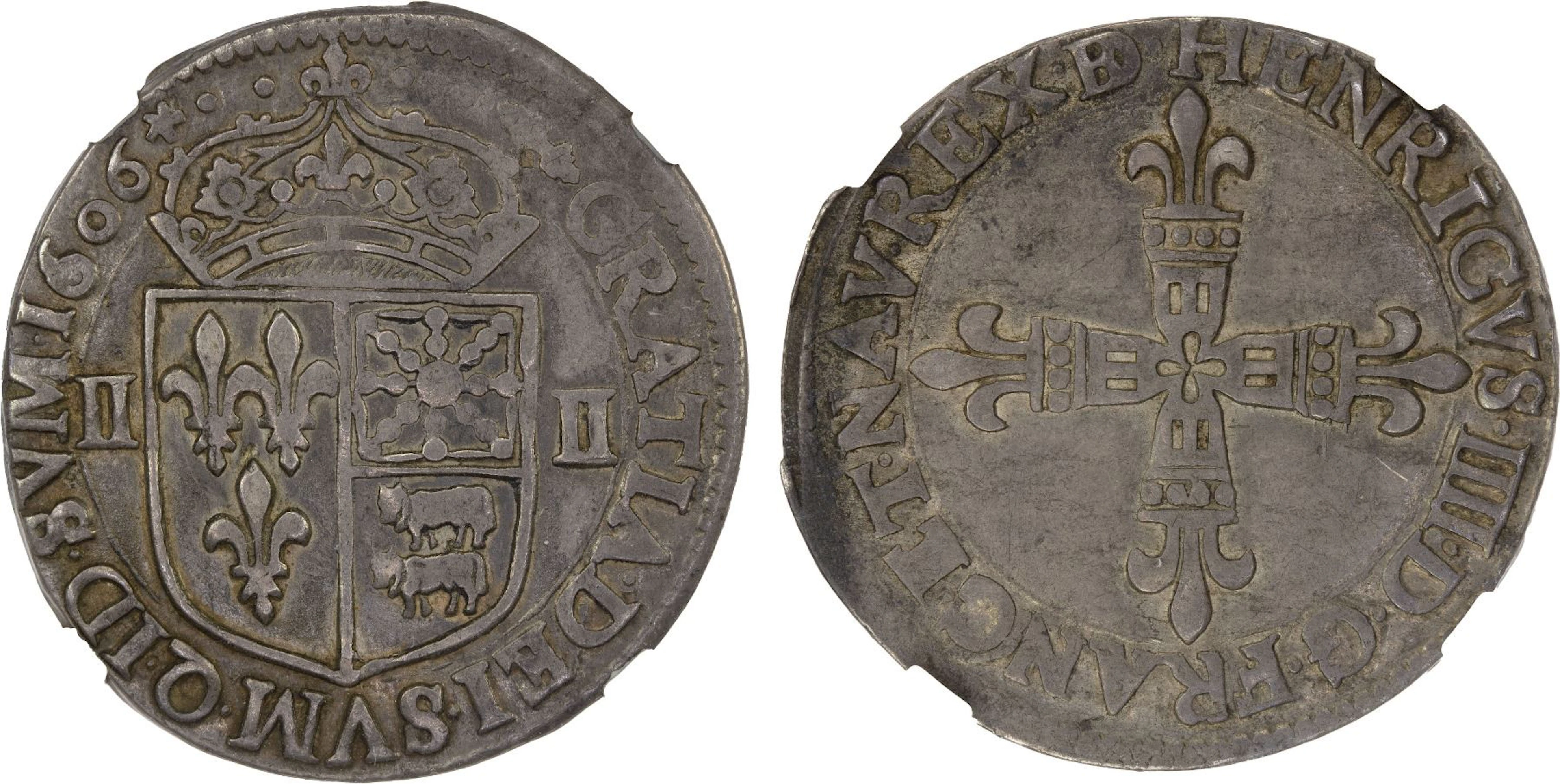 FRANCE: Henri IV, 1589-1610, AR 1/4 d'écu de Béarn (9.26g), Morlaàs
