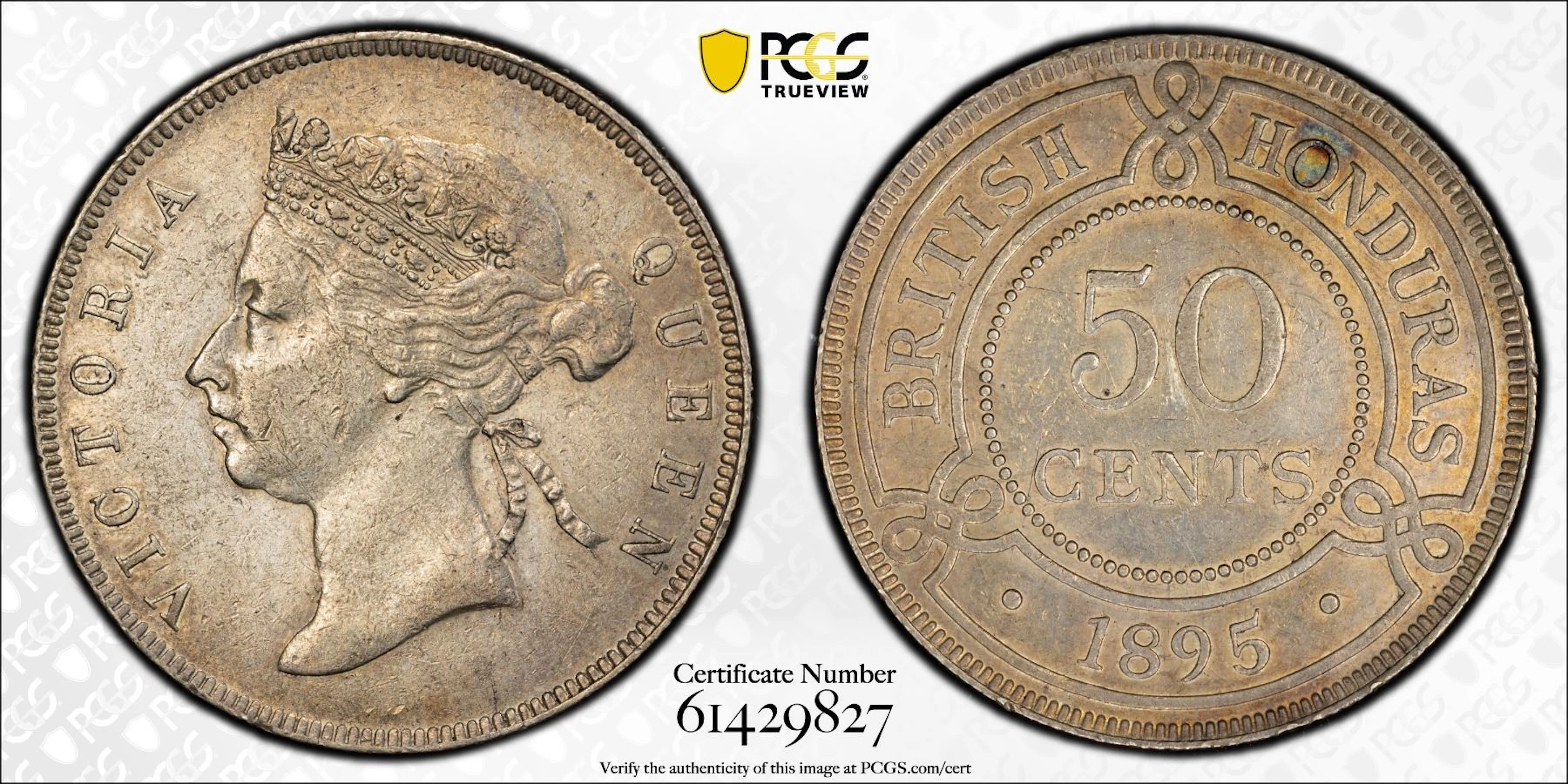 BRITISH HONDURAS: Victoria, 1885-1901, AR 50 cents, 1895, PCGS AU50