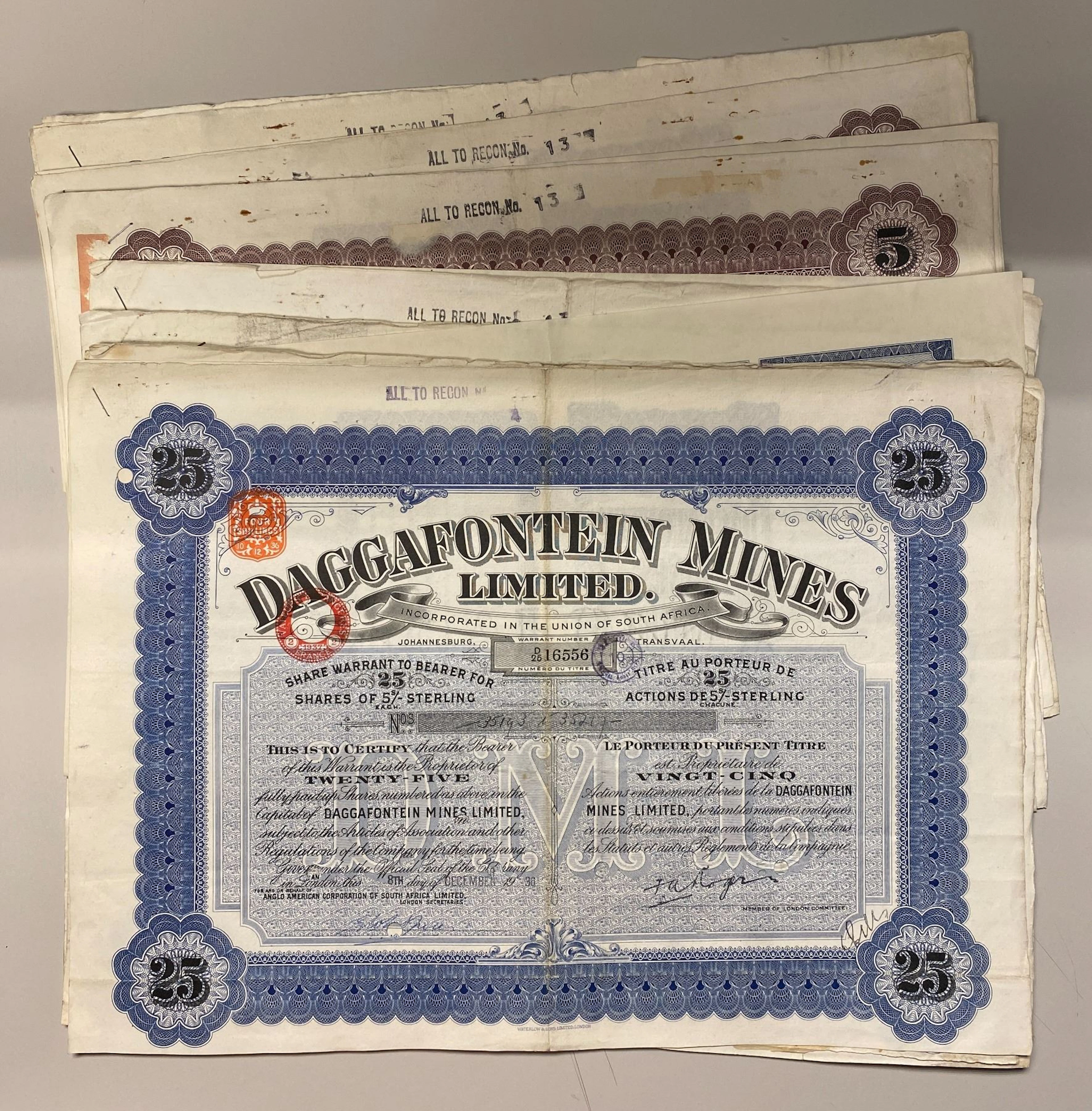 SOUTH AFRICA: LOT of 20 stocks