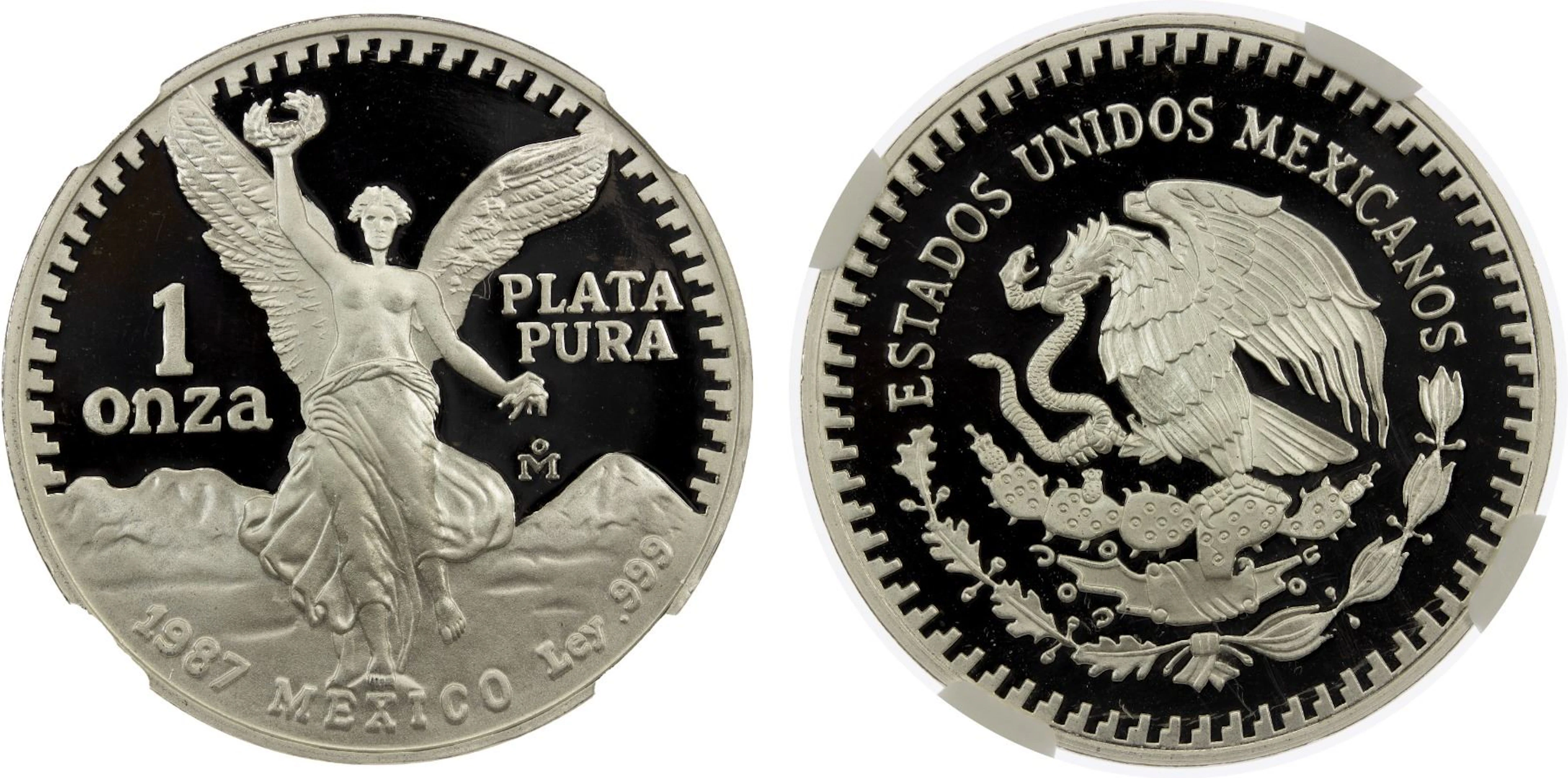 MEXICO: Estados Unidos, AR onza, 1987-Mo, NGC Proof 69 Ultra Cameo