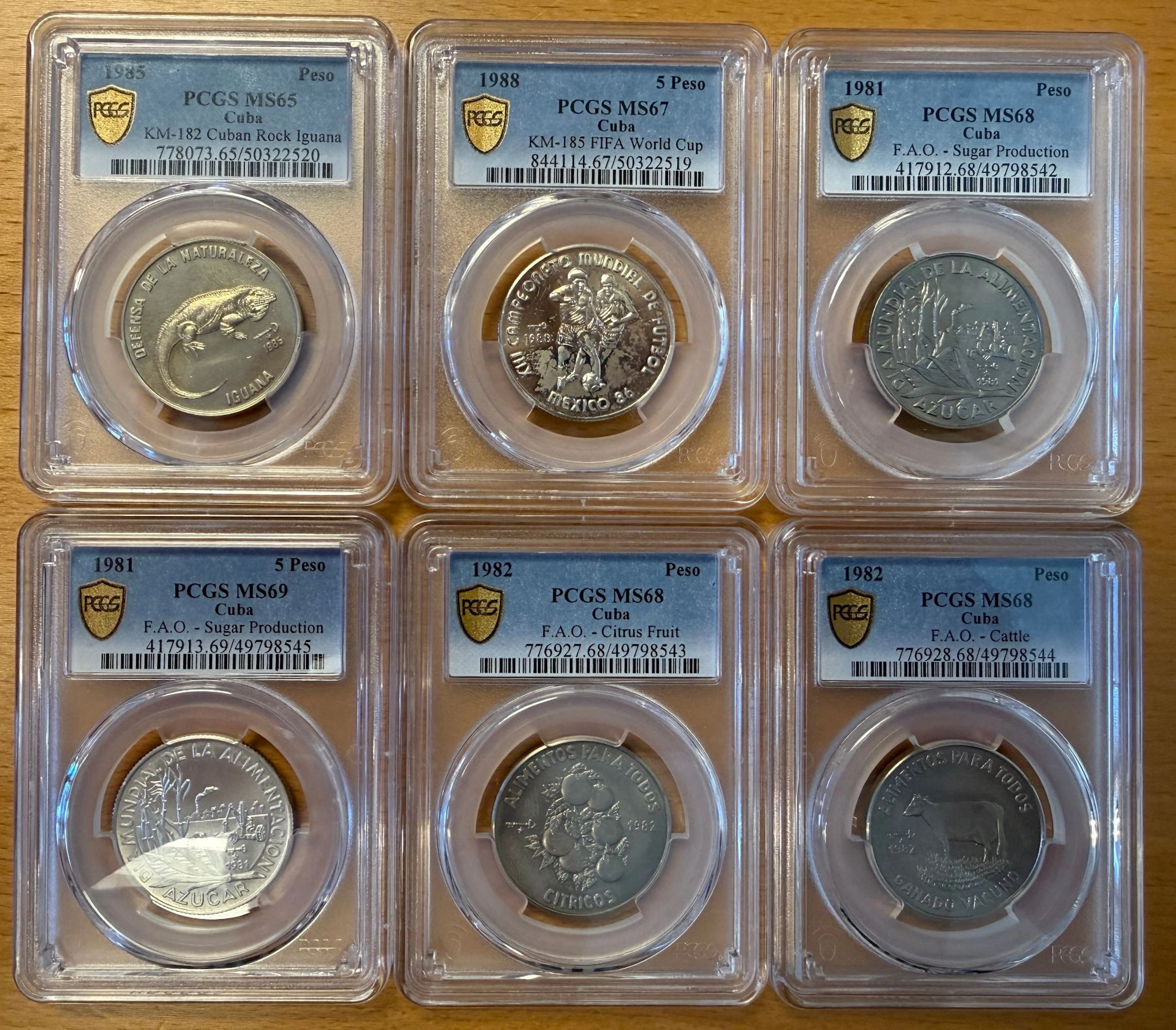 CUBA: Republic, LOT of 6 PCGS graded coins