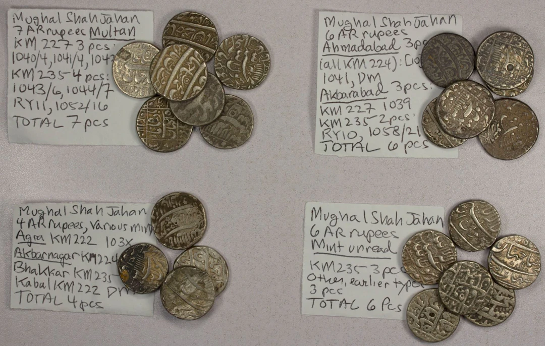 INDIA: MUGHAL: Shah Jahan I, 1628-1658, LOT of 23 silver rupees