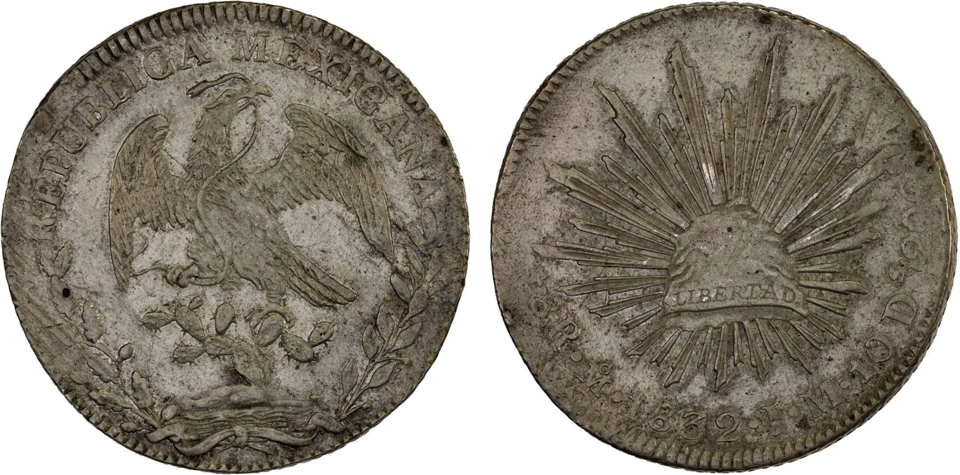 MEXICO: Republic, AR 8 reales (26.82g), 1832-Mo, XF