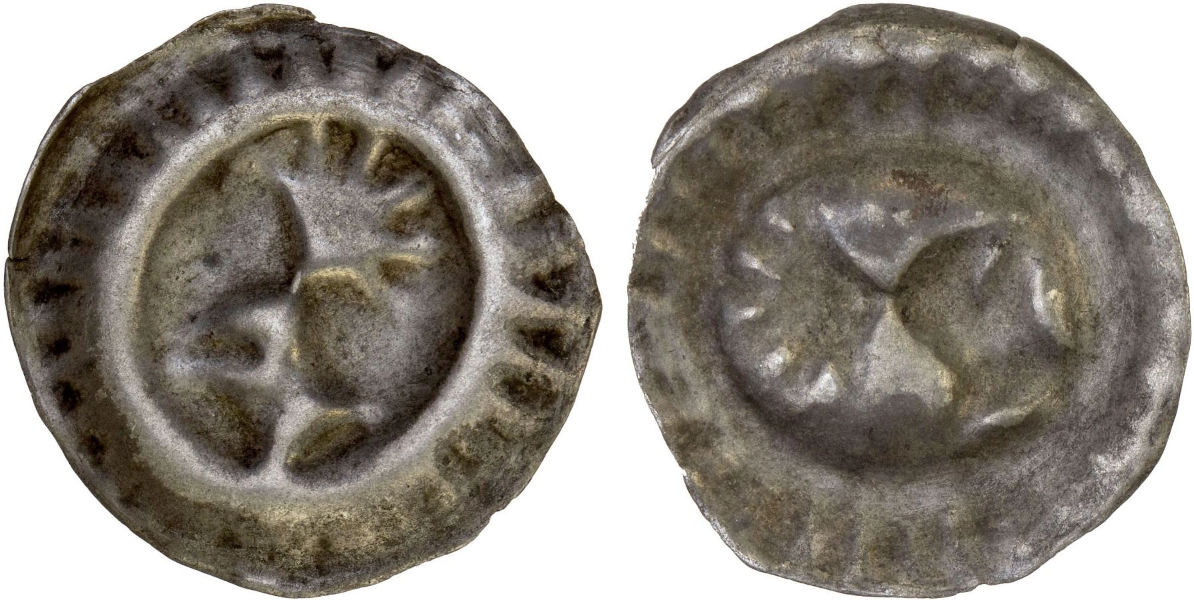 BRANDENBURG-PRUSSIA: Friedrich II, 1440-1471, AE denier bracteate