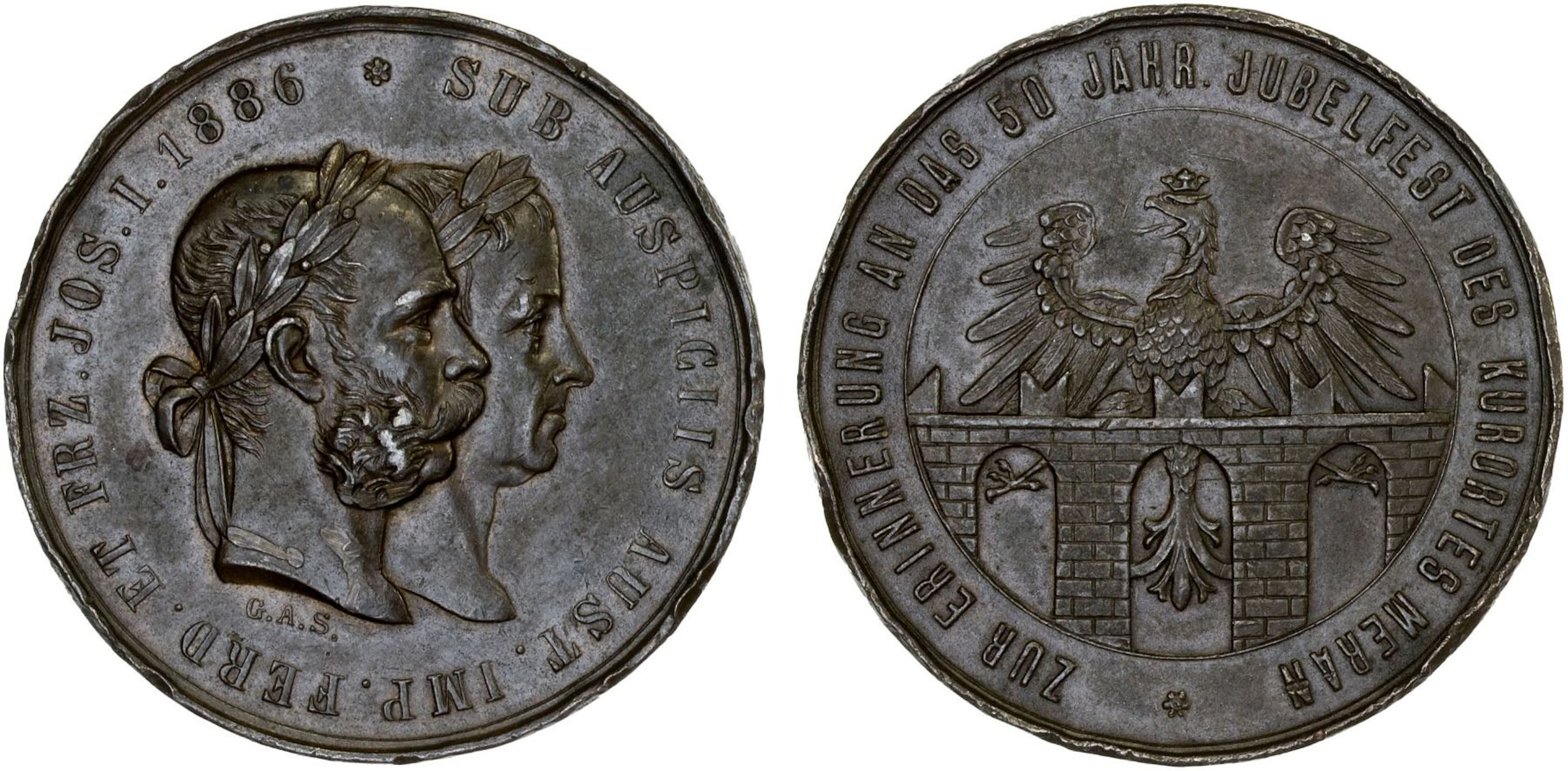 AUSTRIA: Franz Joseph I, 1848-1916, AE medal (21.74g), 1886, XF