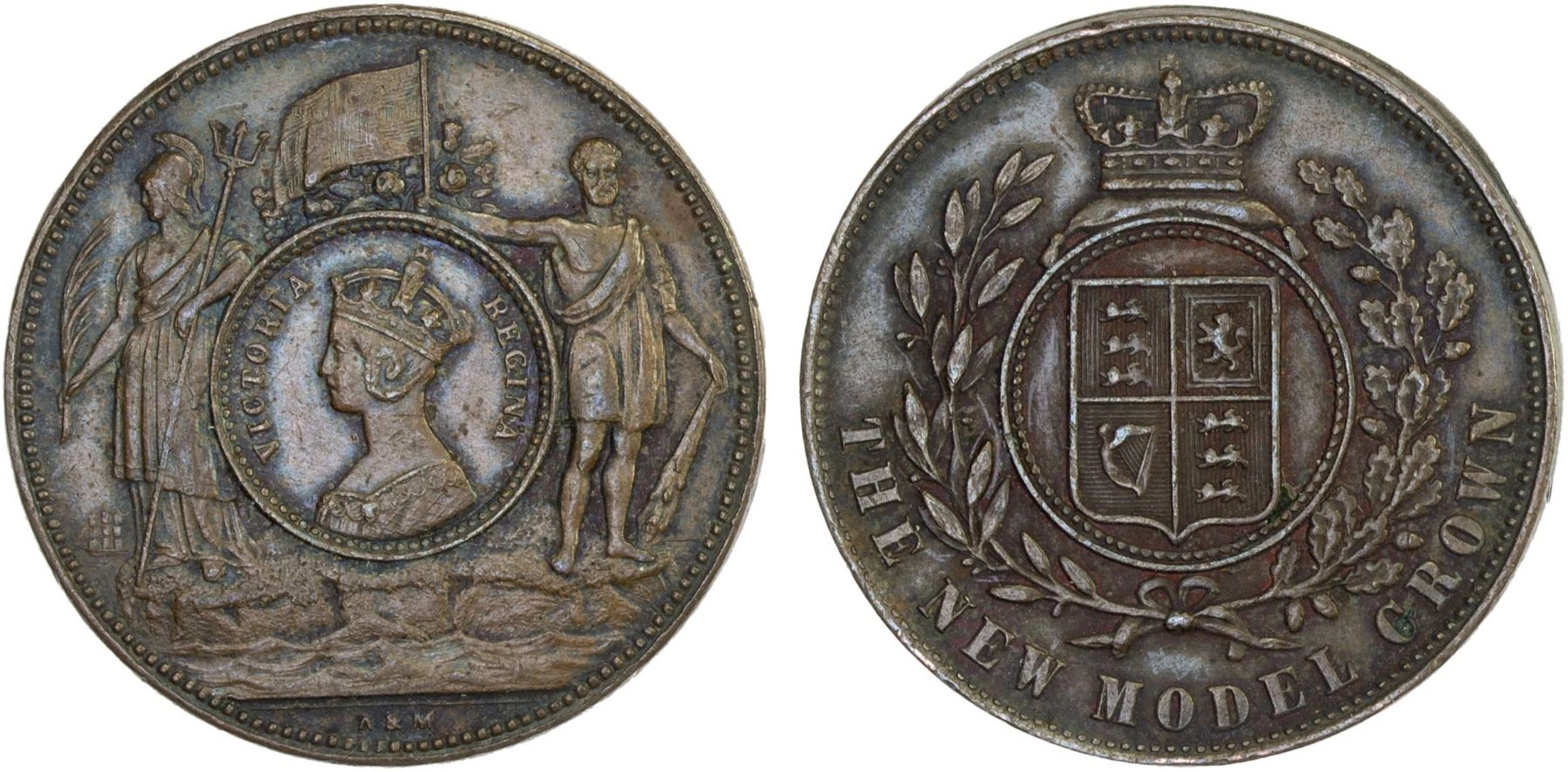 GREAT BRITAIN: Victoria, 1837-1901, AE crown (9.67g), ND (1848), XF