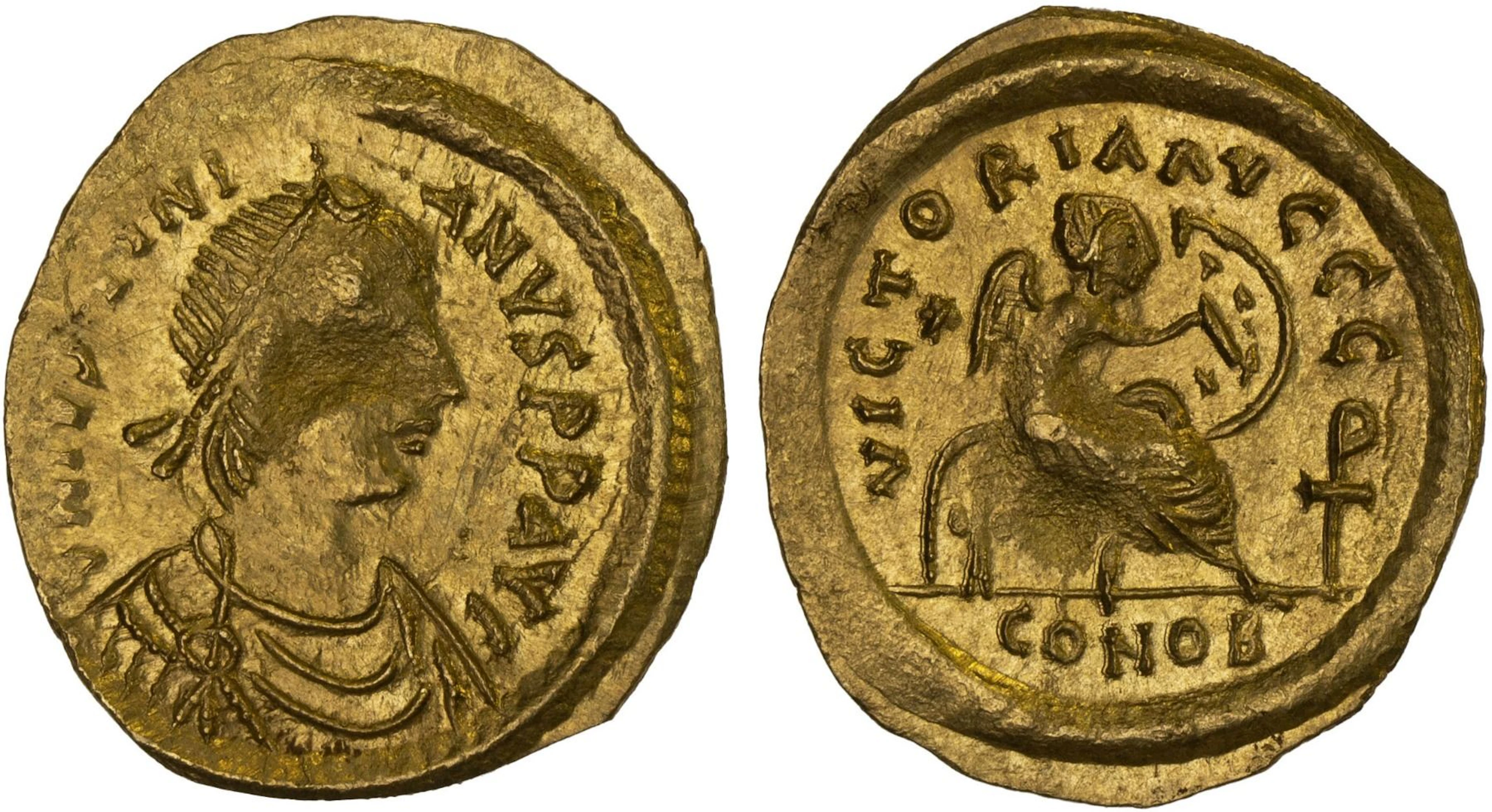 BYZANTINE EMPIRE: Justinian I, 527-565, AV semissis (2.19g), Constantinople