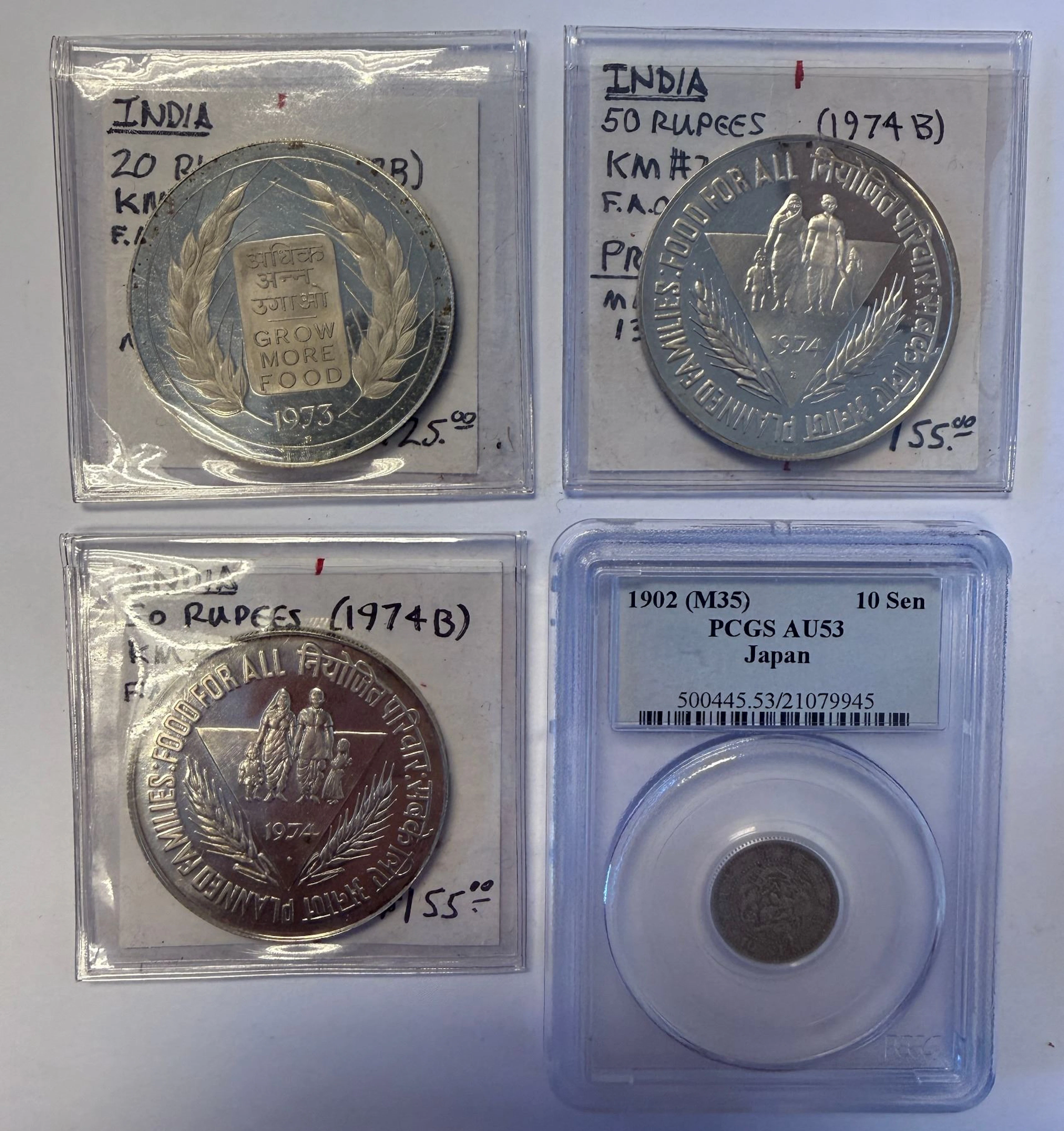INDIA: LOT of 4 silver coins