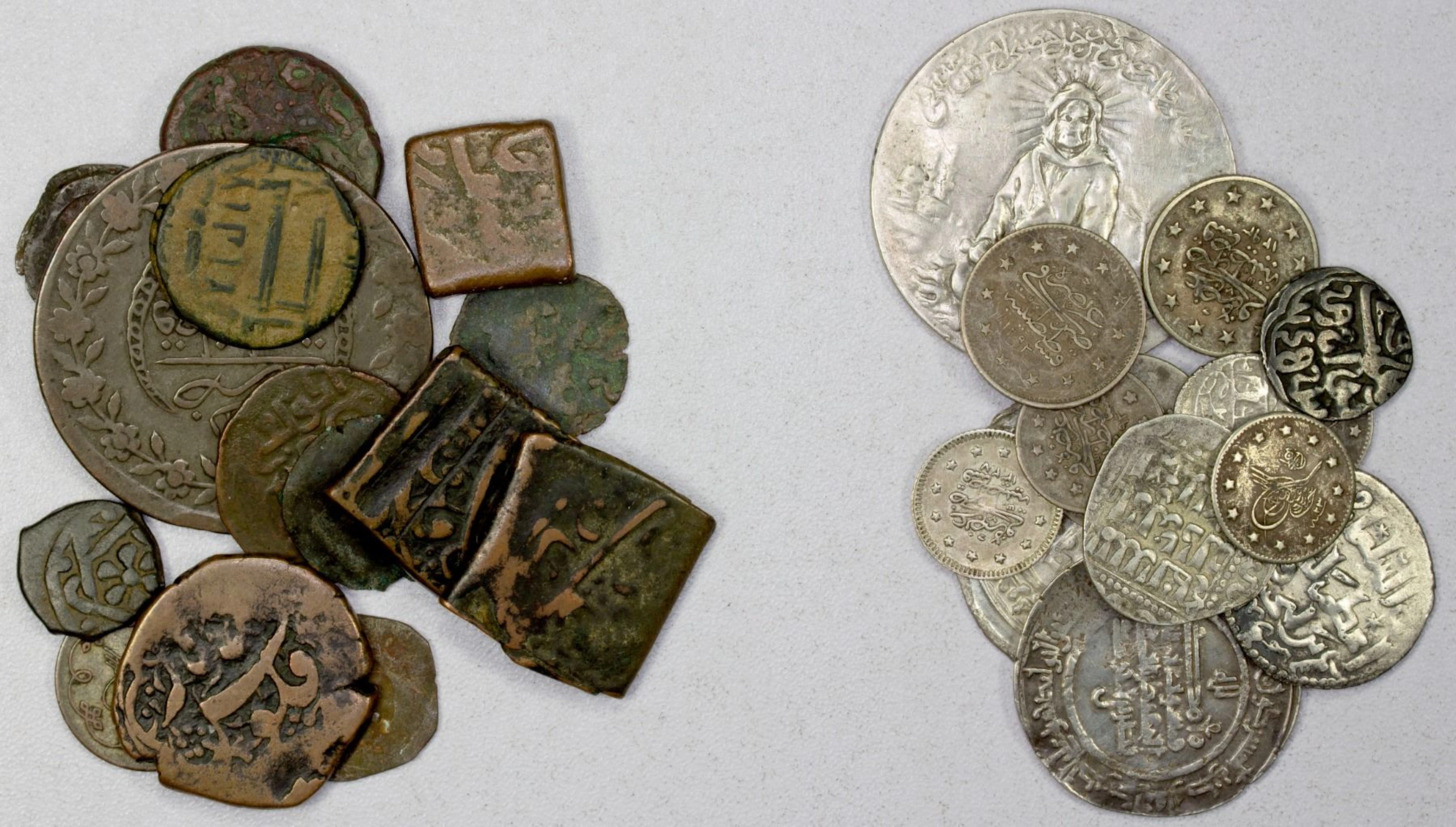 MEDIEVAL ISLAMIC: LOT of 15 copper and 12 silver pieces
