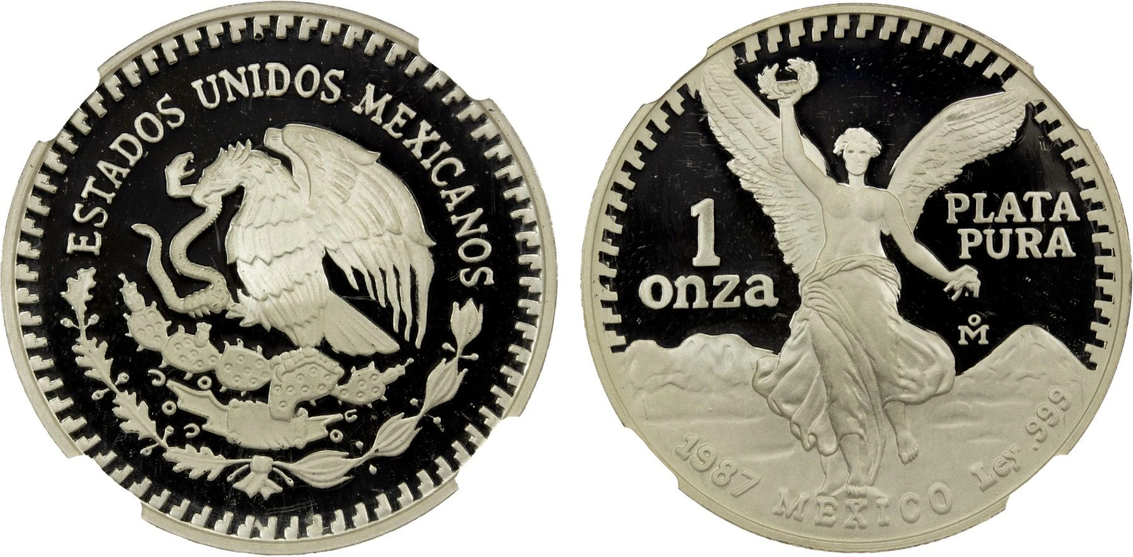 MEXICO: Estados Unidos, AR onza, 1987-Mo, NGC Proof 69 Ultra Cameo