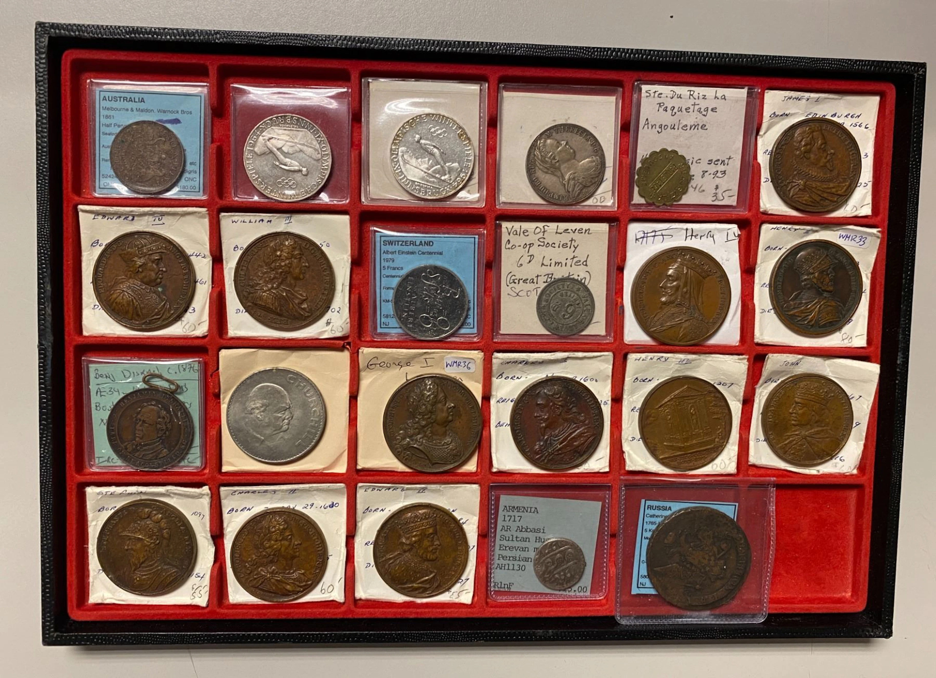 EUROPE & AUSTRALIA: LOT of 23 coins, tokens, and medals