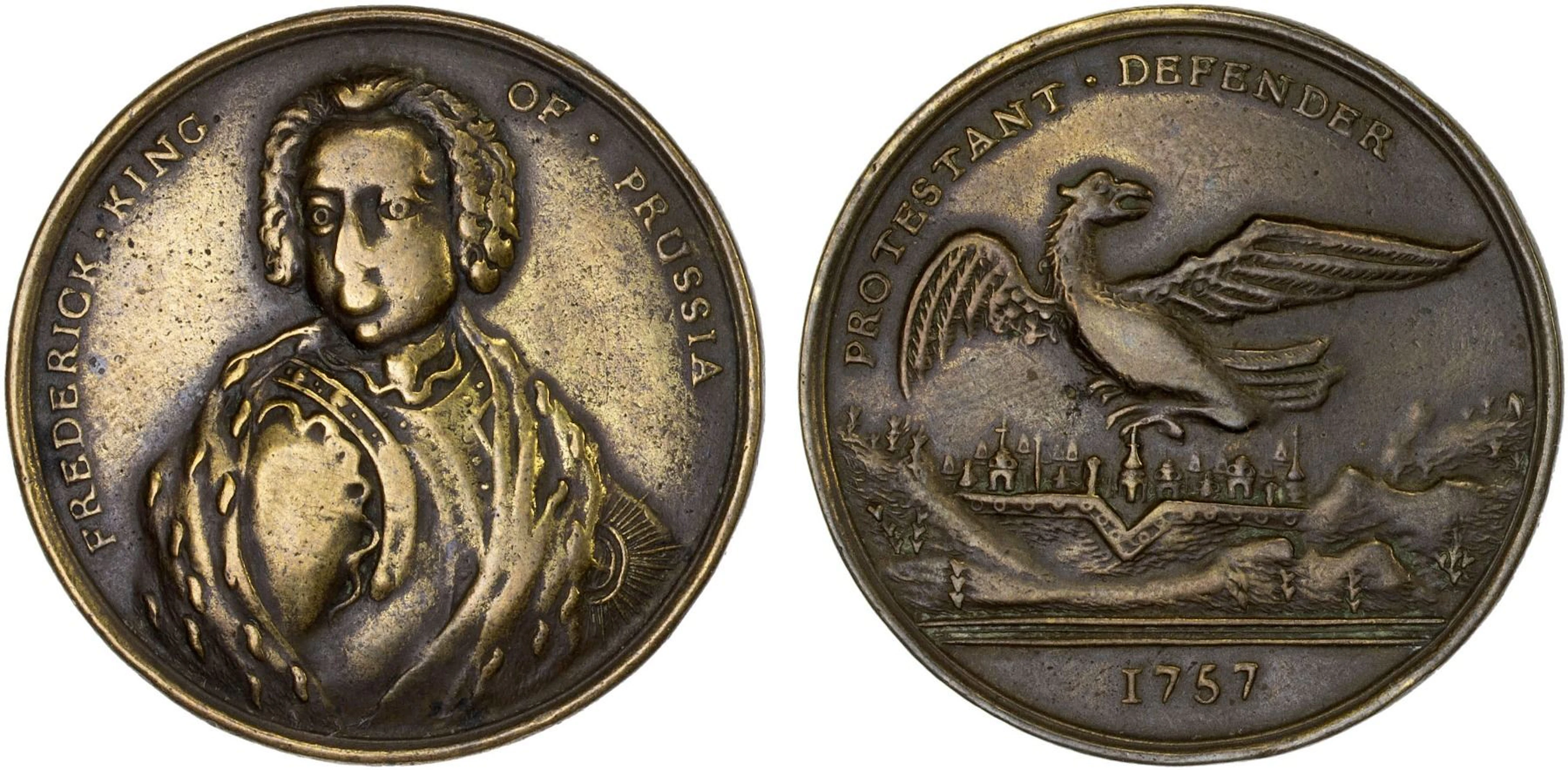 BRANDENBURG-PRUSSIA: Friedrich II, 1740-1786, AE medal (15.39g), 1745, F-VF