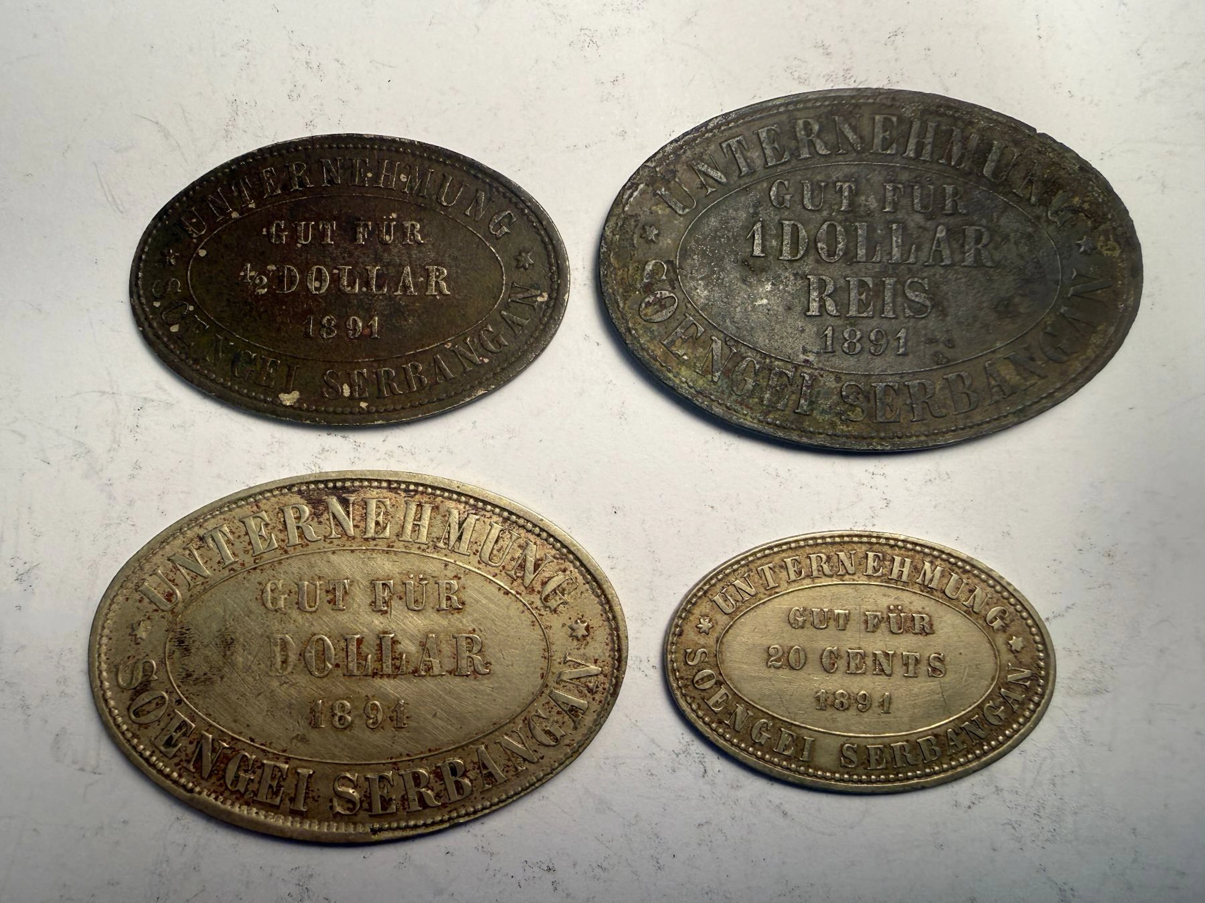 NETHERLANDS EAST INDIES: Plantation Tokens, LOT of 4 tokens