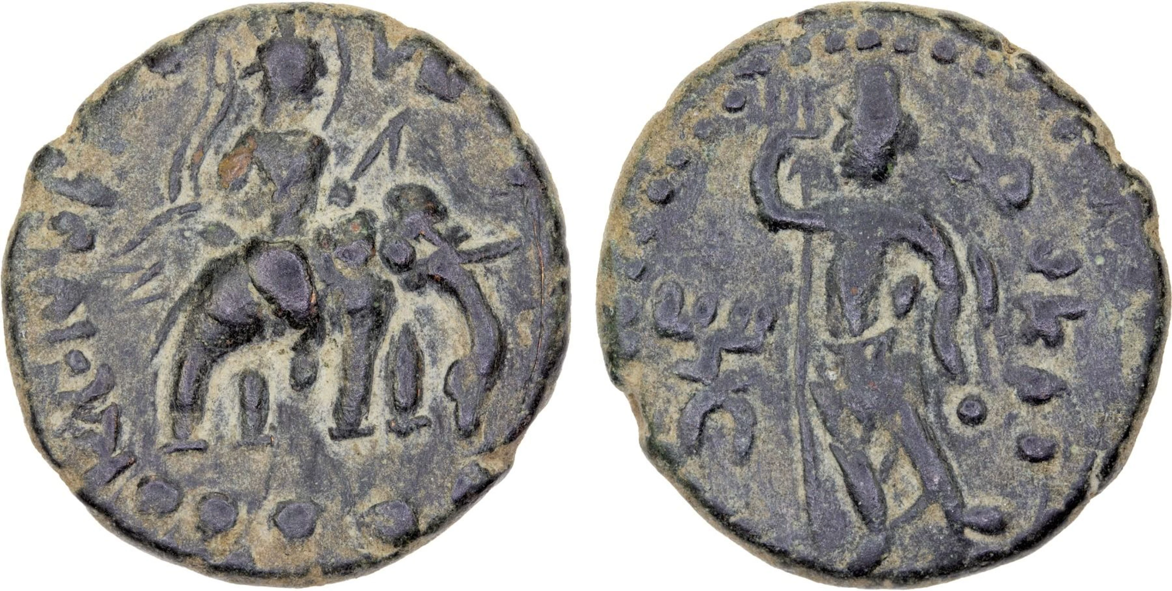 KUSHAN: Huvishka, 151-190, AE tetradrachm (10.49g), choice VF