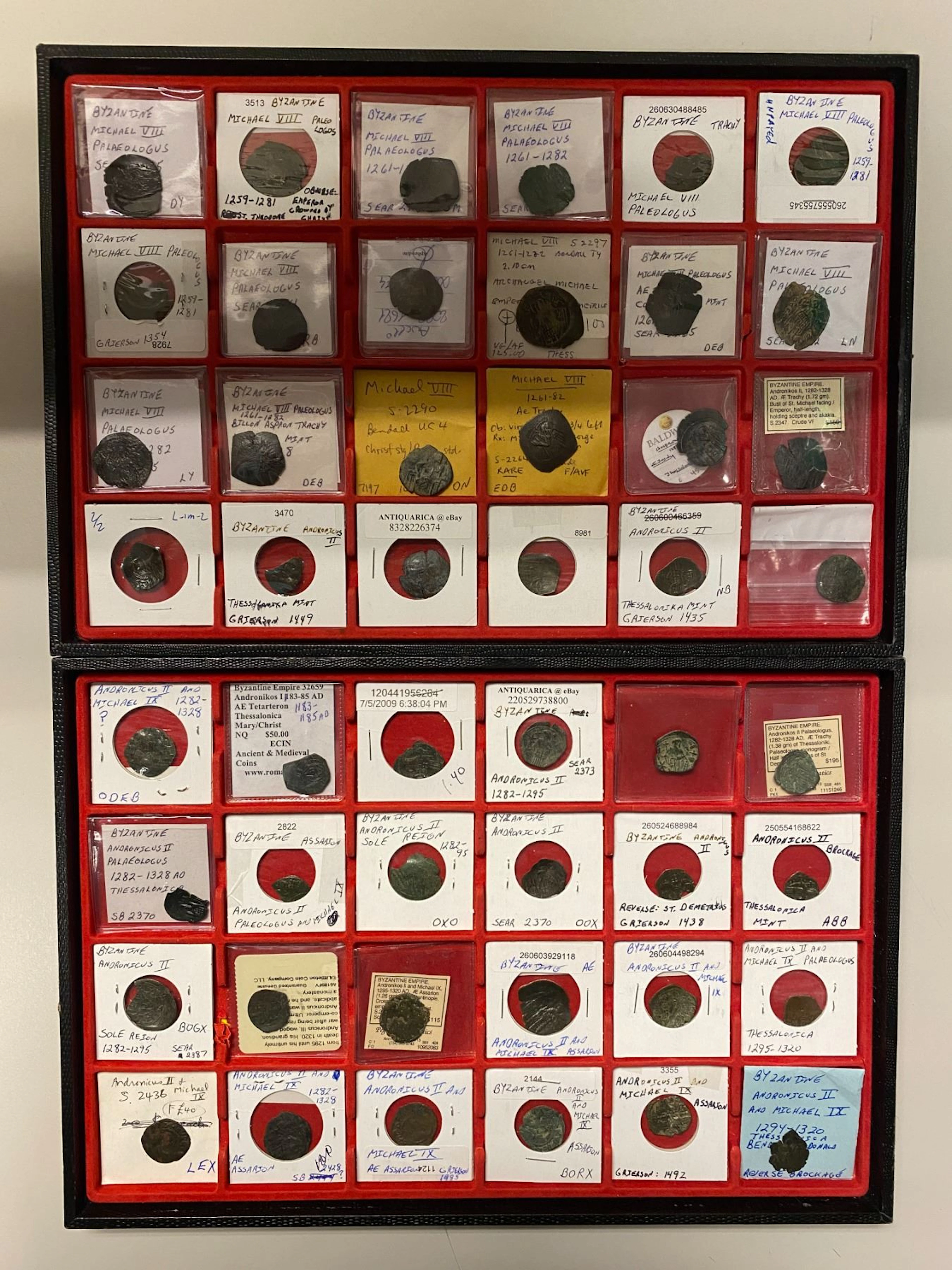 BYZANTINE EMPIRE: Palaiologos Dynasty, LOT of 52 coins