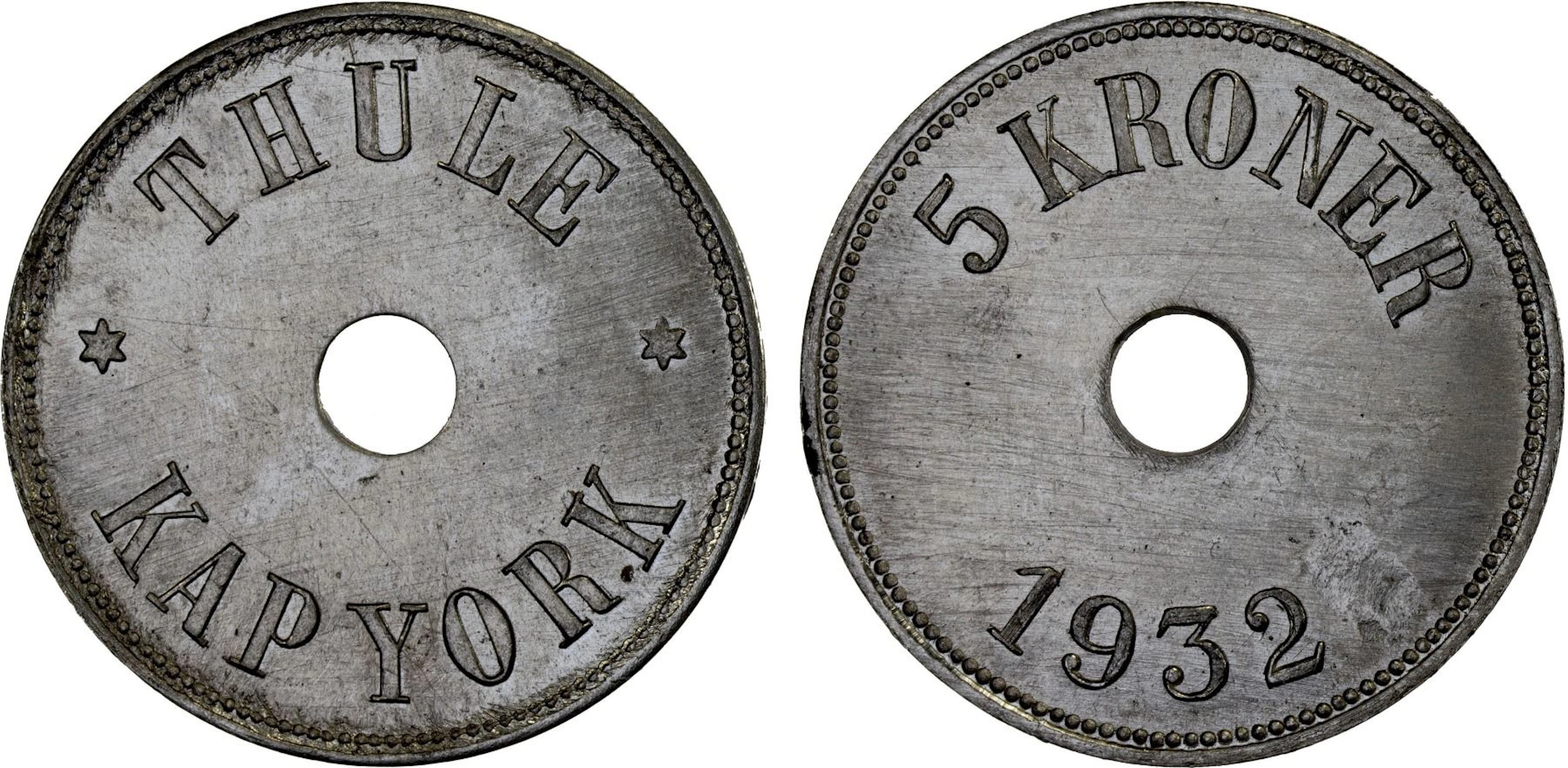 GREENLAND: Thule: Kap York, 5 kroner token, 1932, Unc