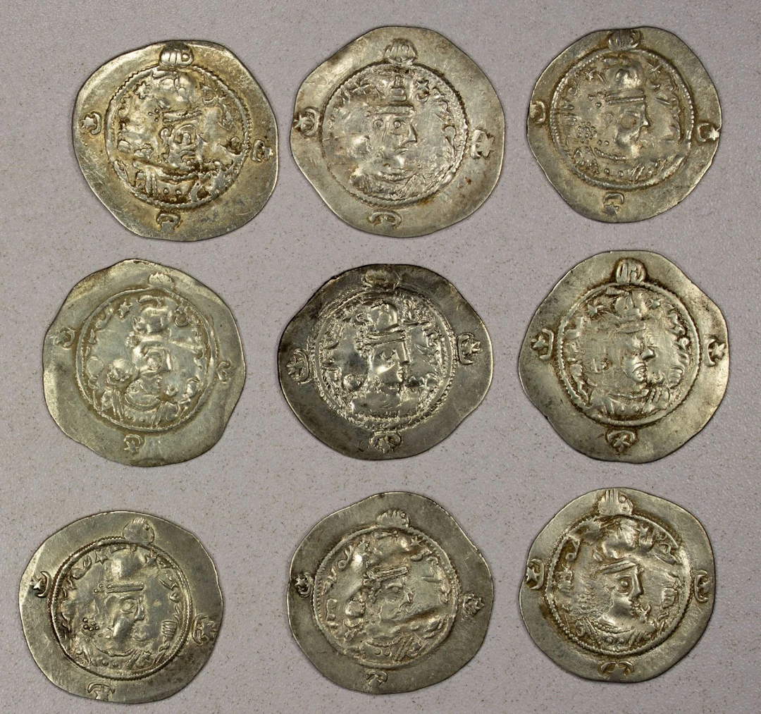 ANCIENT PERSIA: SASANIAN KINGDOM: Hormizd IV, 579-590, LOT of 9 silver drachms