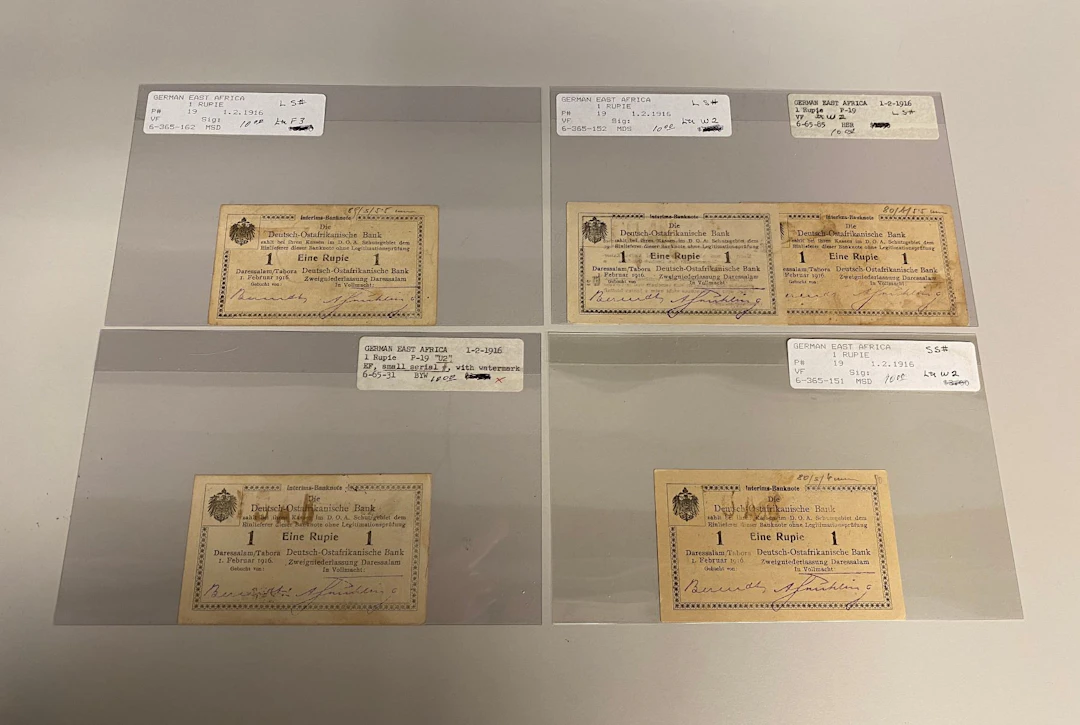 GERMAN EAST AFRICA: LOT of 5 notes