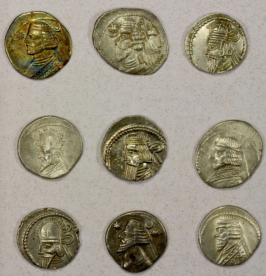 ANCIENT PERSIA: PARTHIAN KINGDOM: LOT of 9 AR drachms