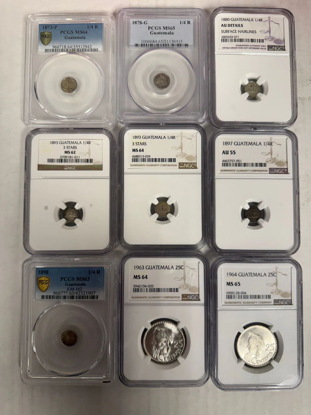 GUATEMALA: Republic, LOT of 9 slabs