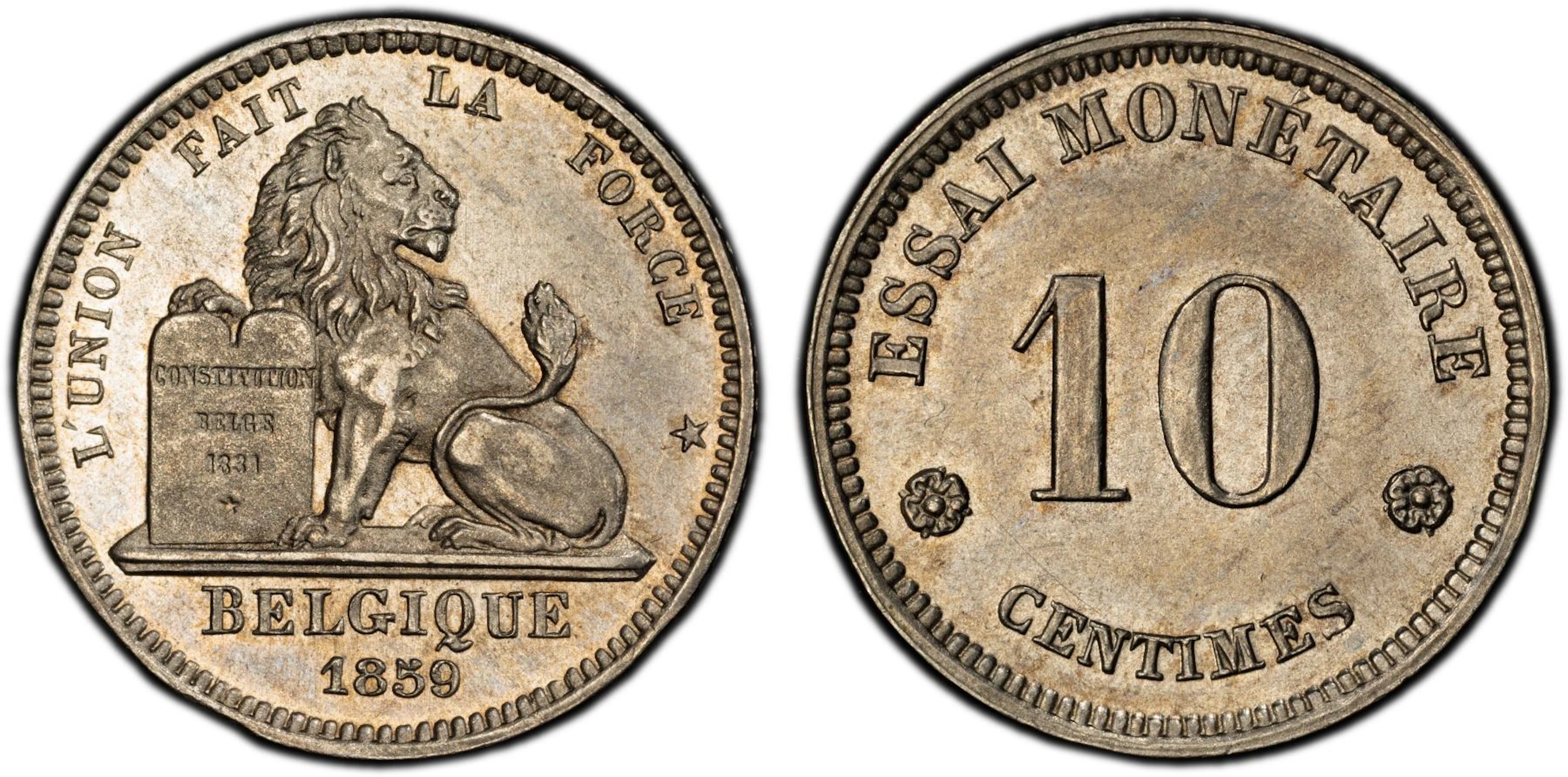 BELGIUM: Leopold I, 1831-1865, 10 centimes, 1859, PCGS Specimen 62