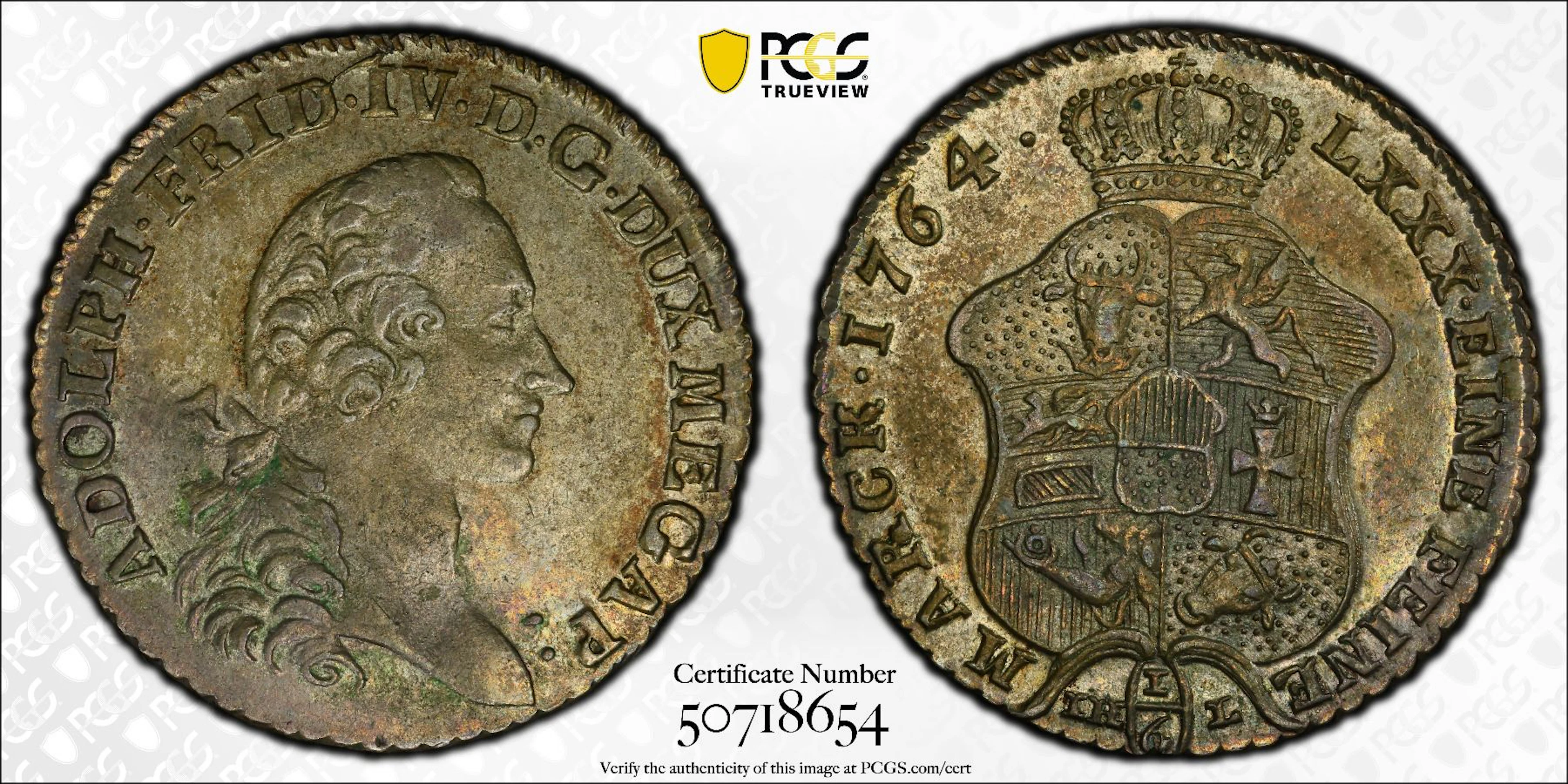 MECKLENBURG-STRELITZ: Adolf Friedrich IV, 1752-1794, AR 1/6 thaler