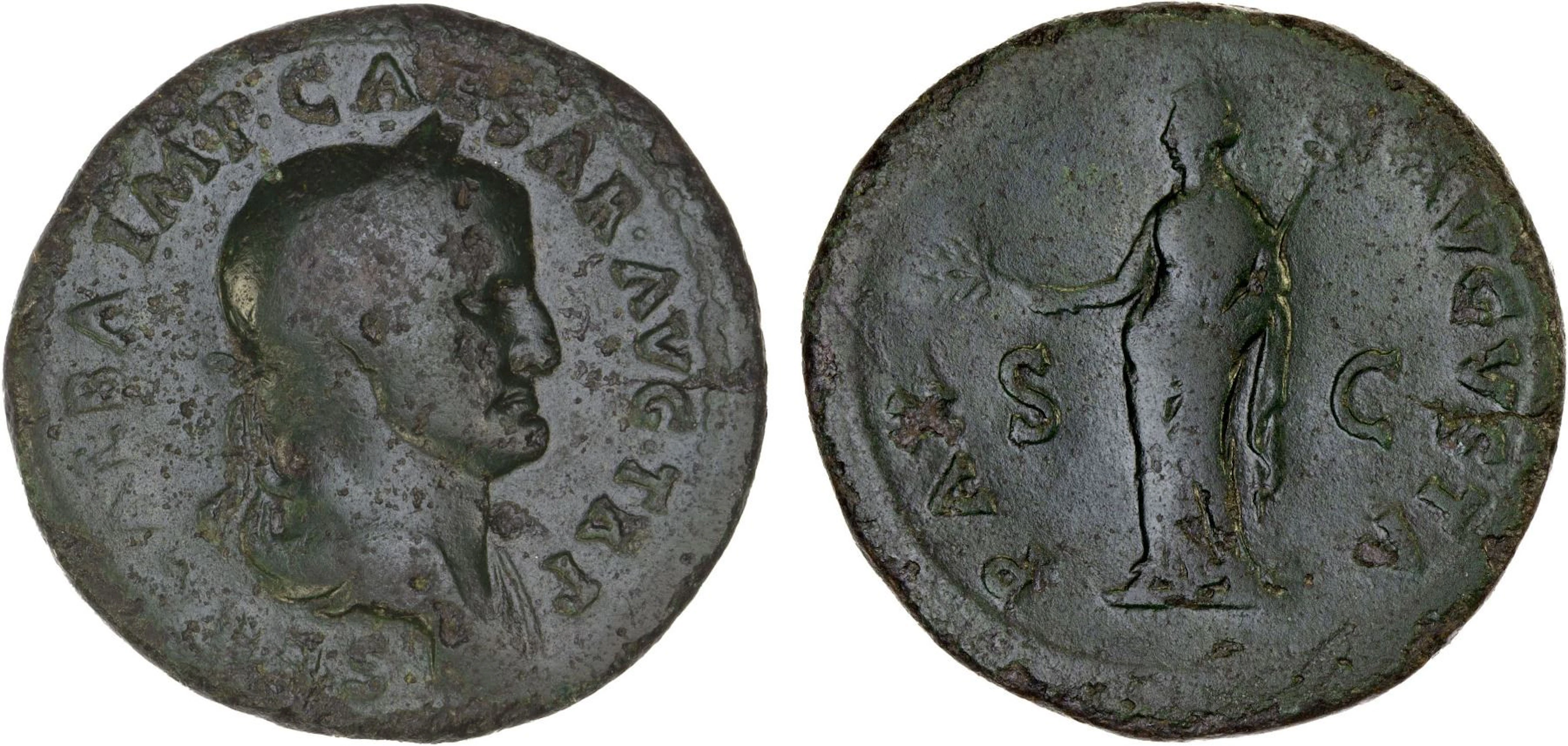 ROMAN EMPIRE: Galba, 68-69 AD, AE dupondius (11.06g), Rome, Fine