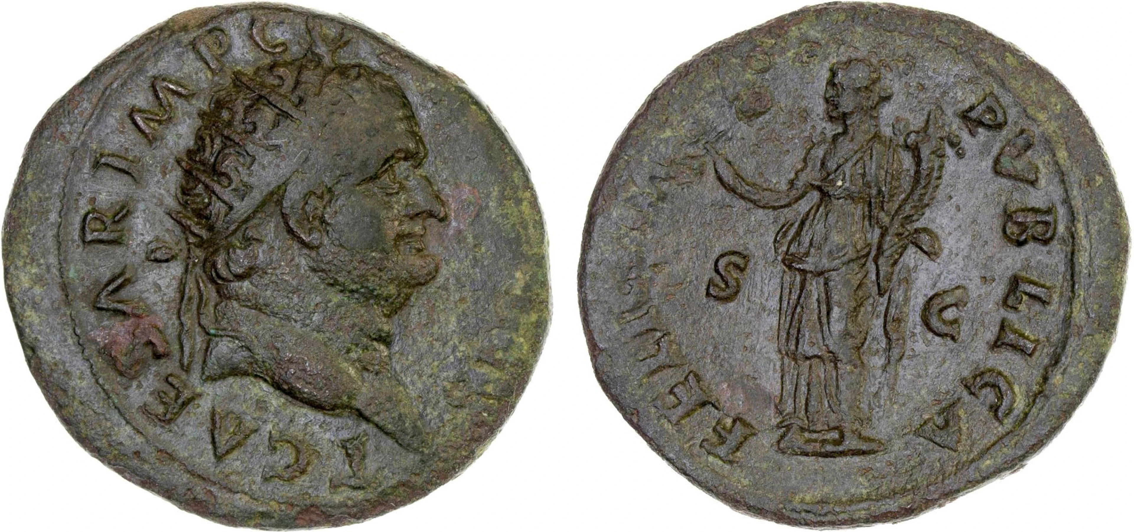 ROMAN EMPIRE: Titus, as caesar, 69-79 AD, AE dupondius (10.43g), Rome
