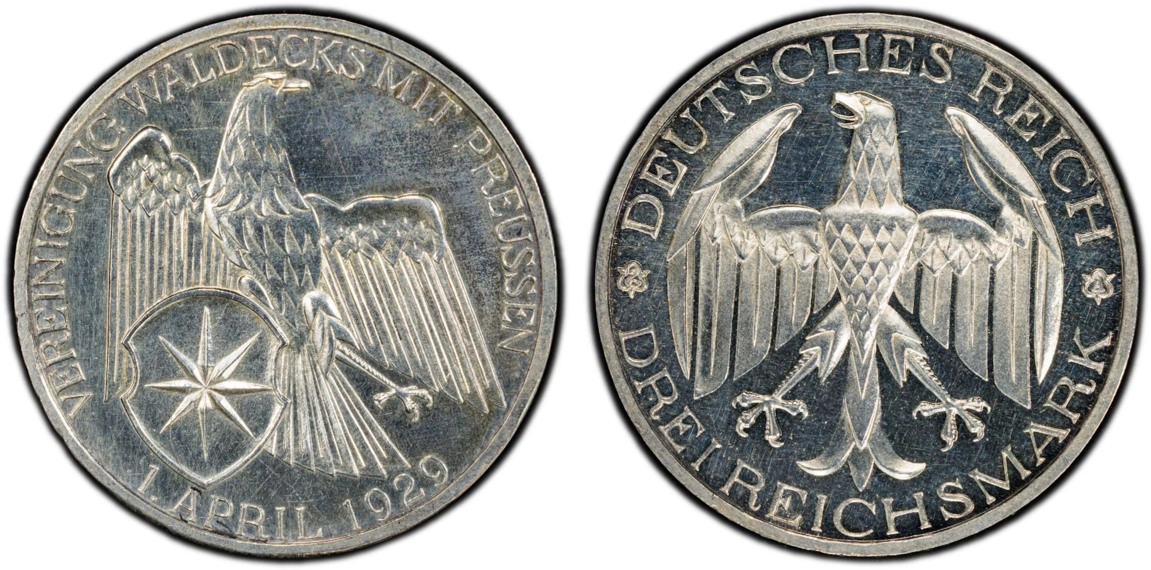 GERMANY: Weimar Republic, AR 3 reichsmark, 1929-A, PCGS Proof 63